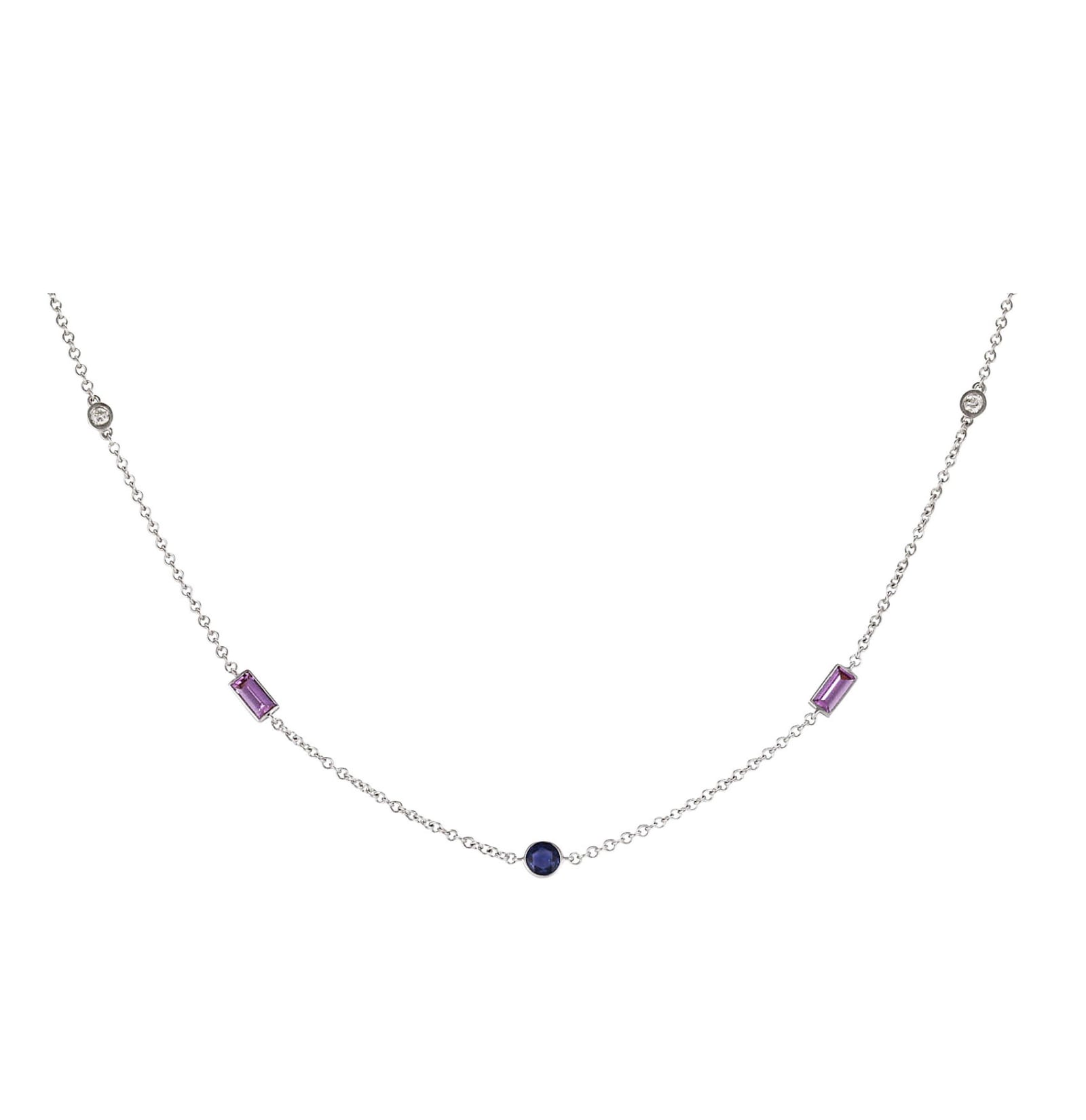 Lo Spazio Jewelry Lo Spazio Blue , Pink Sapphire and Diamond Necklace