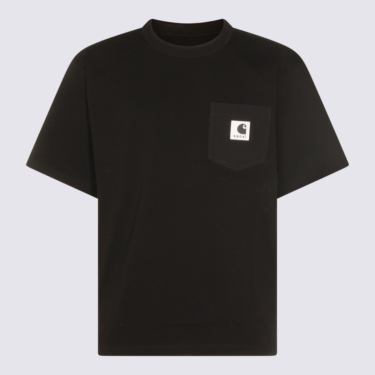 Sacai Black Cotton T-shirt In Black