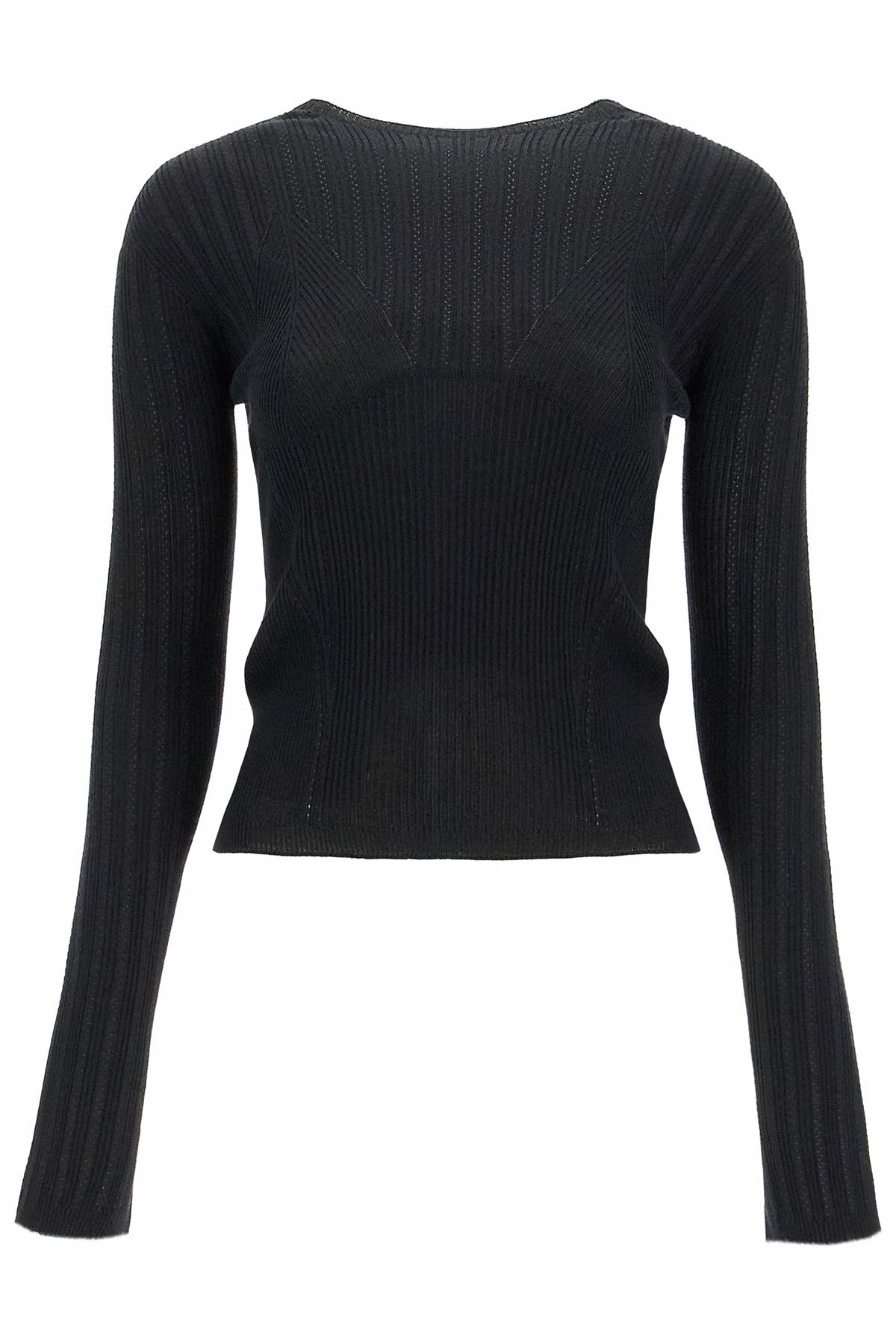 Shop Lanvin Ribbed Crewneck Sweater In Noir (black)