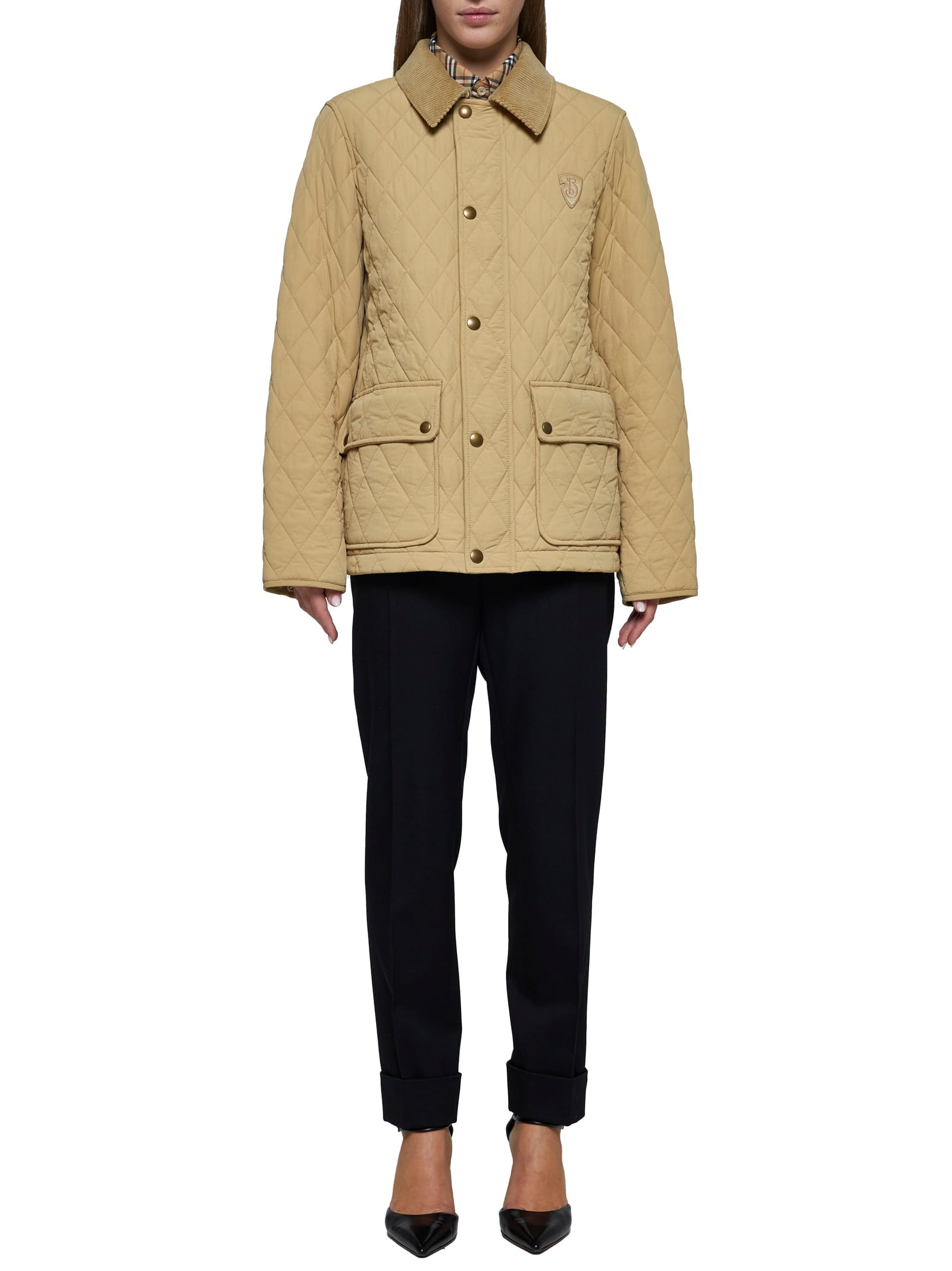 Shop Burberry Jacket In Flax/sand Ip Check