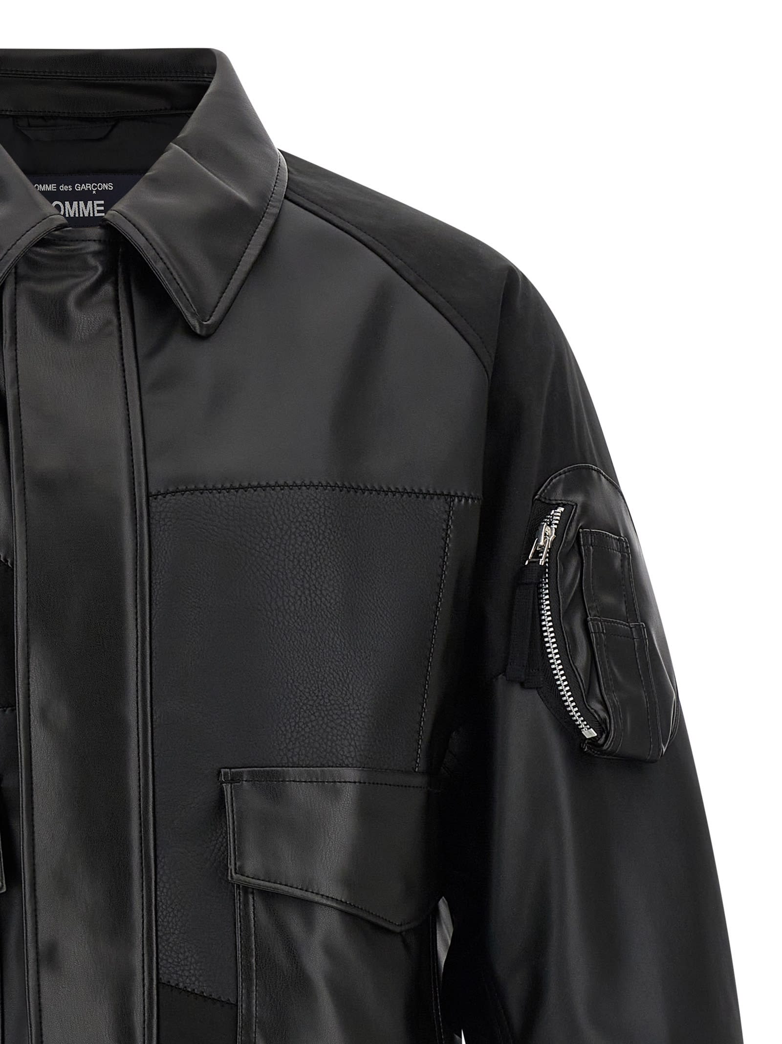 Comme Des Garçons Homme Deux Panel Construction Bomber Jacket In Black