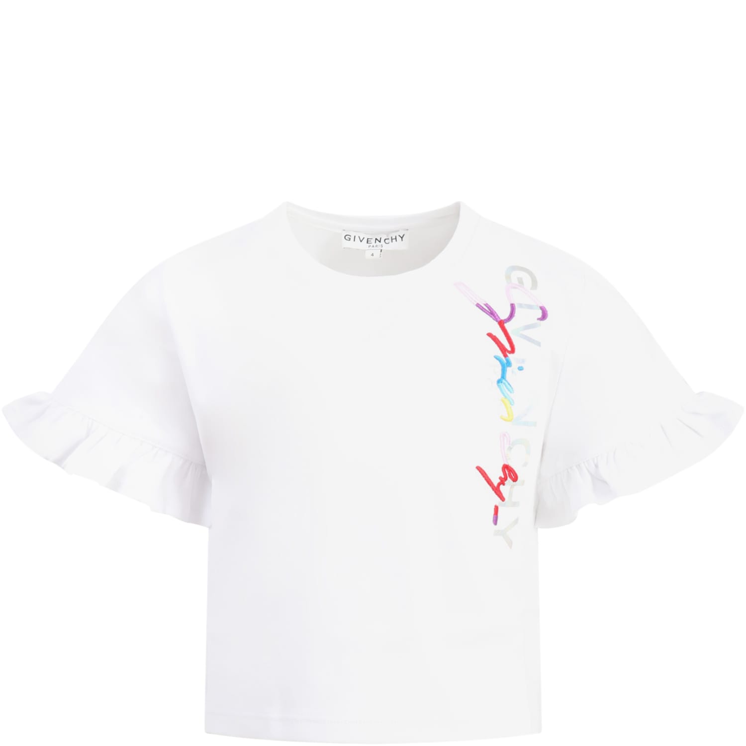 Givenchy White T-shirt For Girl With Double Logo
