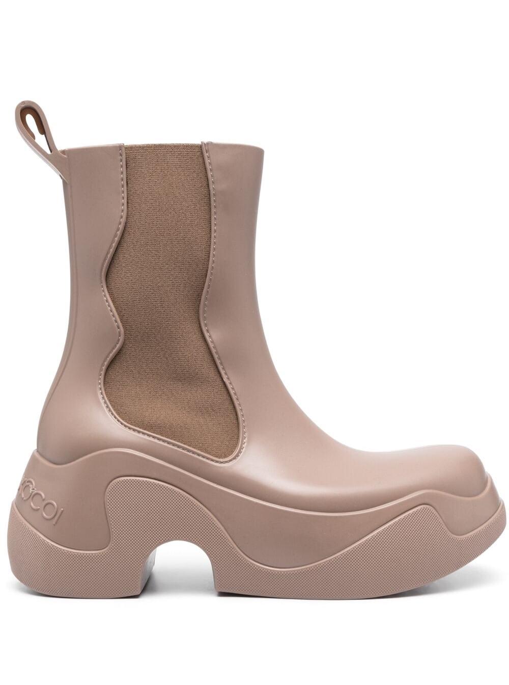 Xocoi Mid Rubber Ankle Boots In Beige