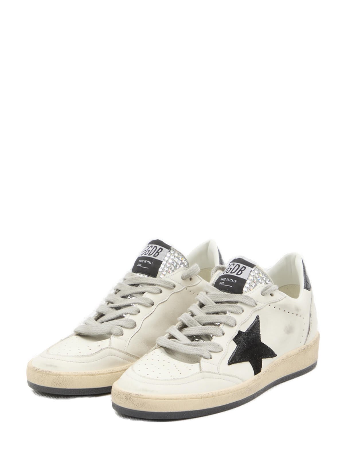 Shop Golden Goose Ball Star Embellished Sneakers In Bianco