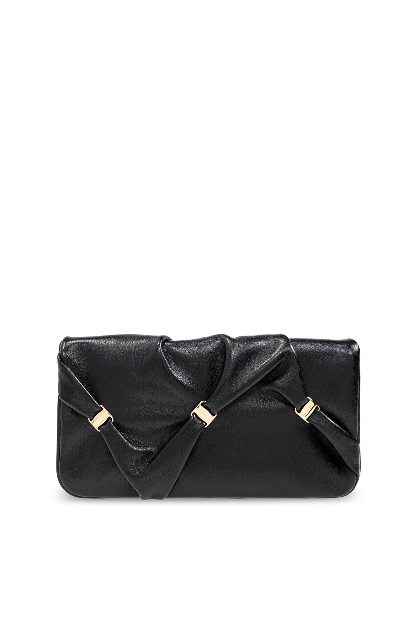 Ferragamo Twisted-detail Wallet-on-chain In Black