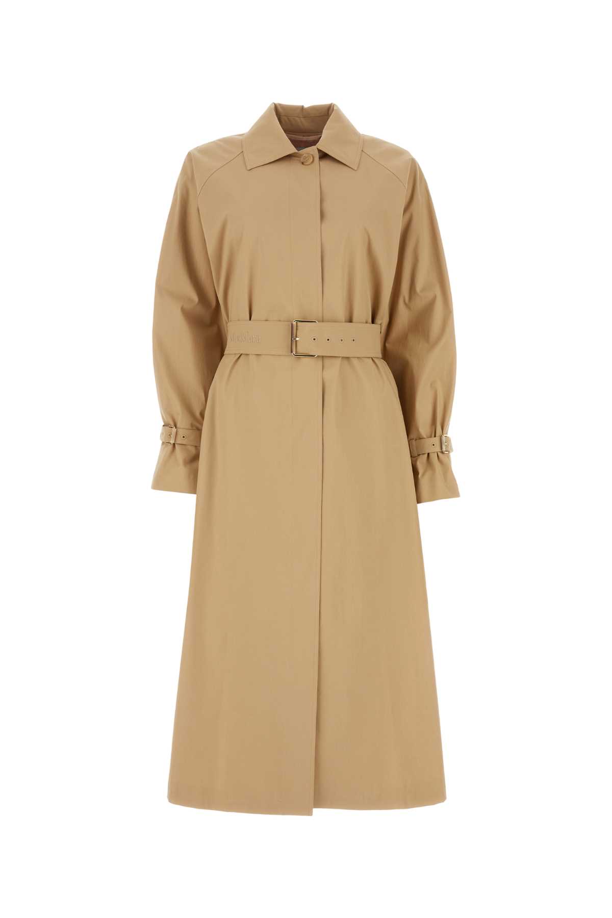 Shop Max Mara Beige Stretch Cotton Memo Oversize Trench In Ecru