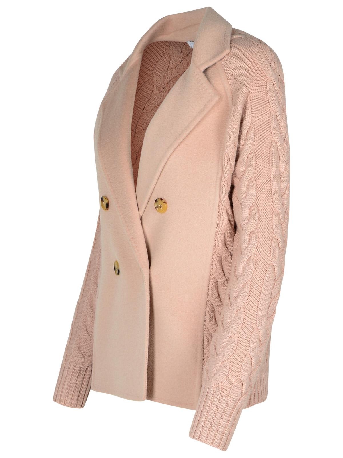 Shop Max Mara Micio Pink Wool Blend Cardigan