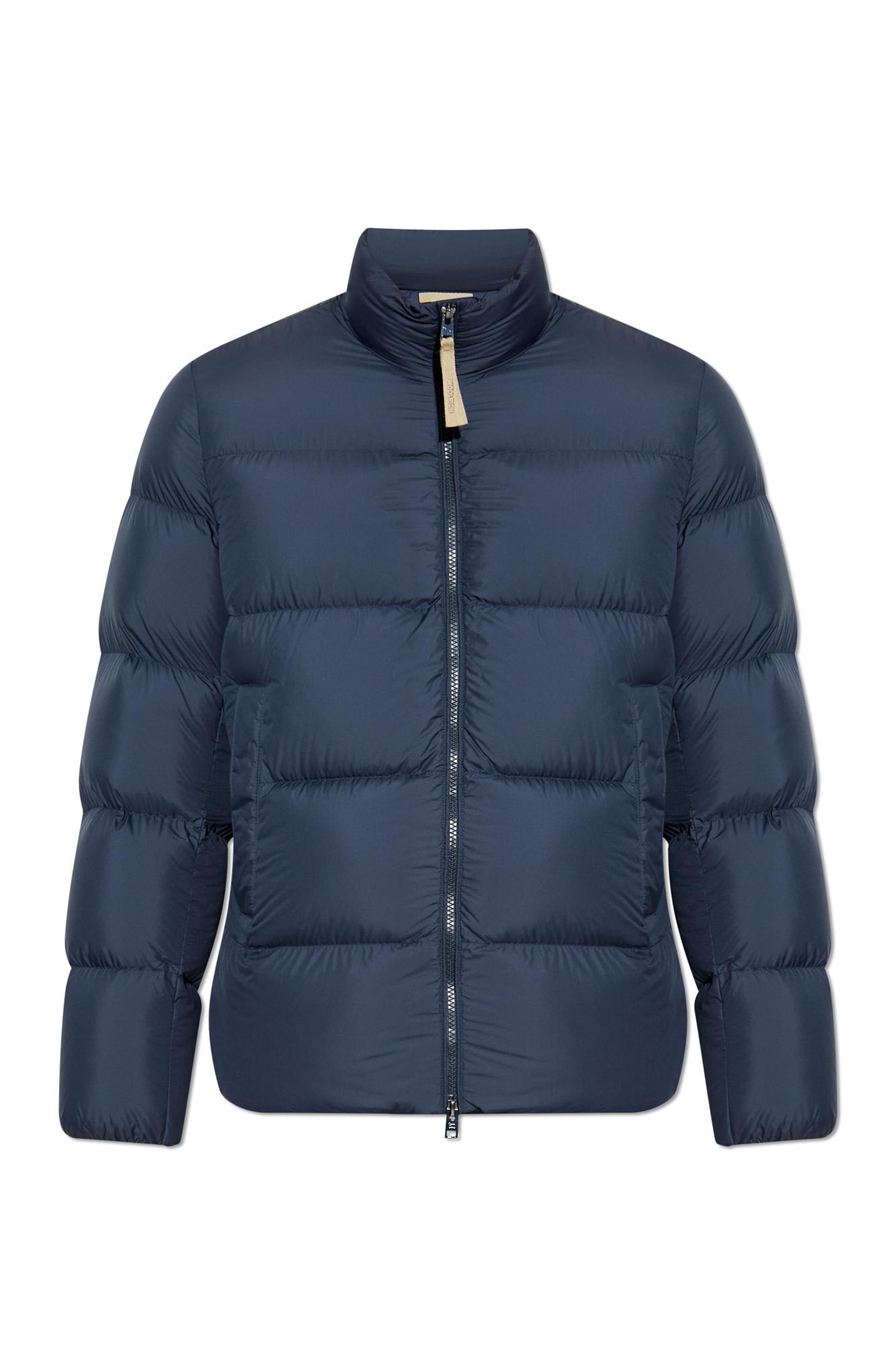 Woolrich Puffy Silhouette Coat With High Collar And Side Pockets In Blue