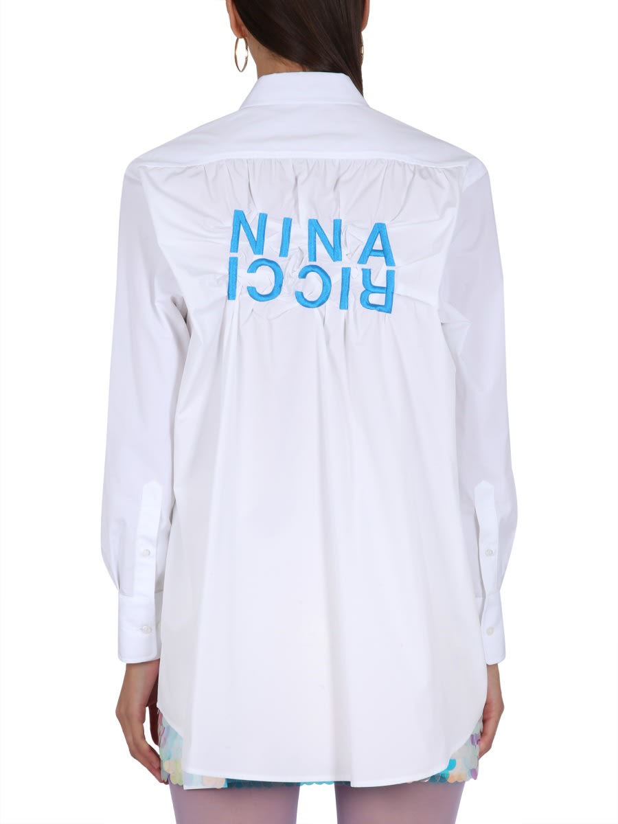 Nina Ricci Relaxed Fit White Button Closure Shirt In White
