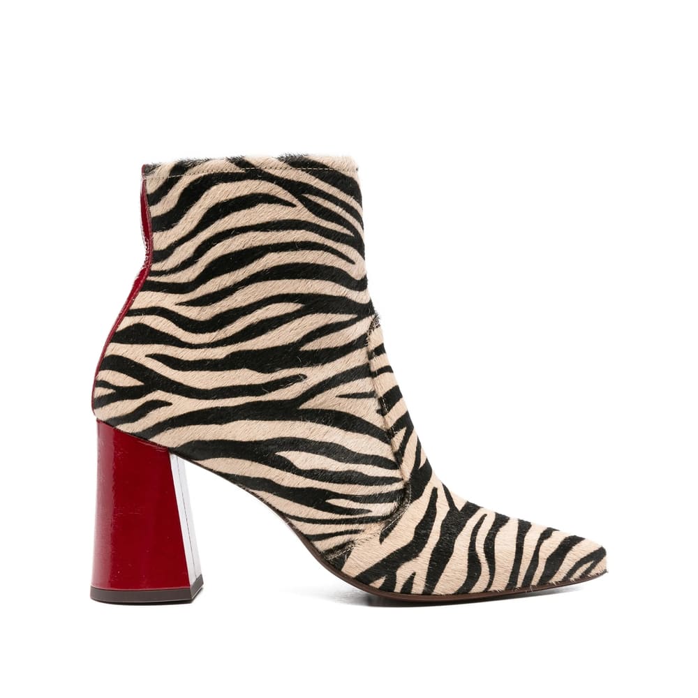 Chie Mihara 80mm Zebra-print Block-heel Ankle Boots In Multi