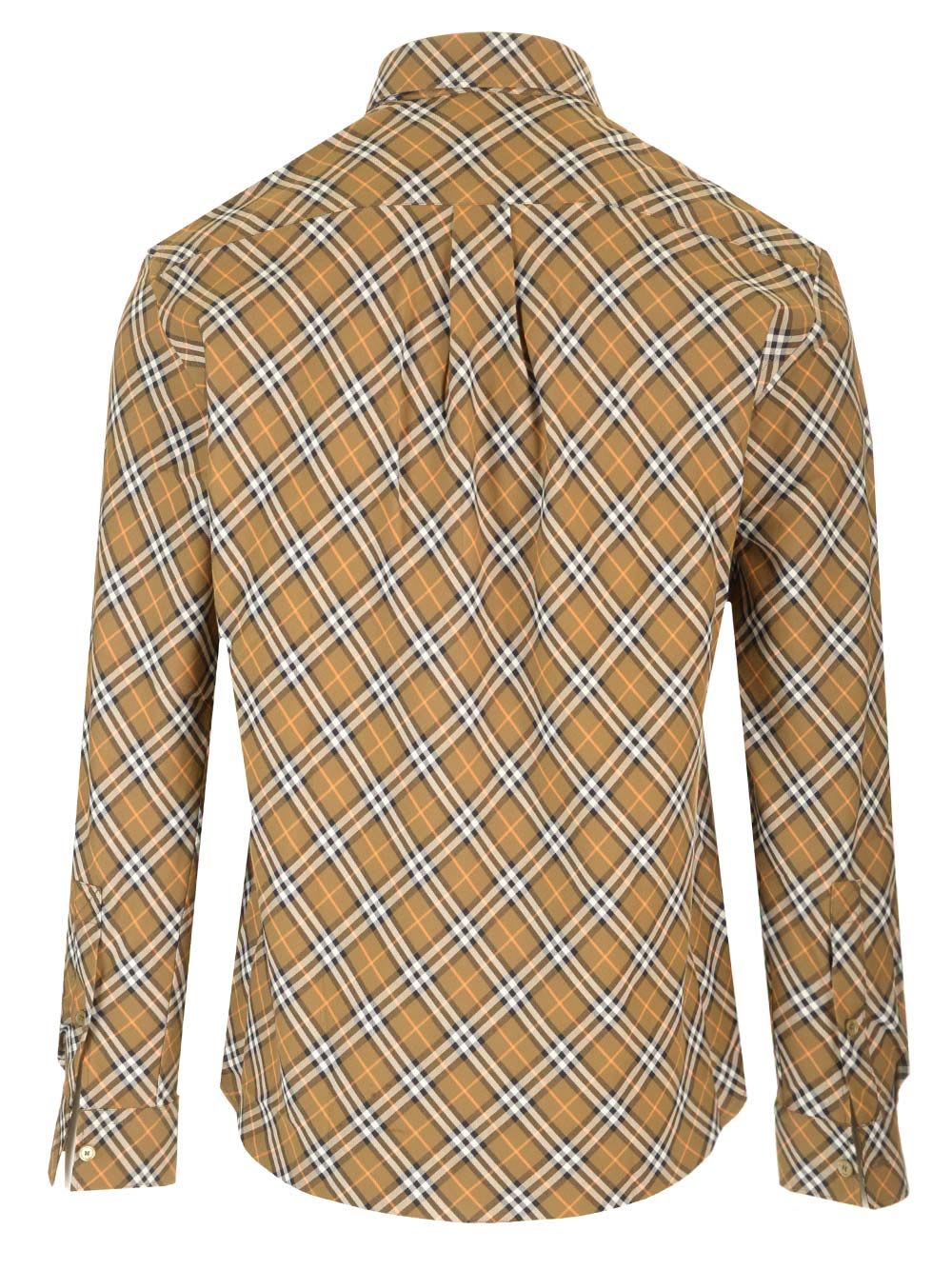 Shop Burberry Check Cotton Shirt In Green