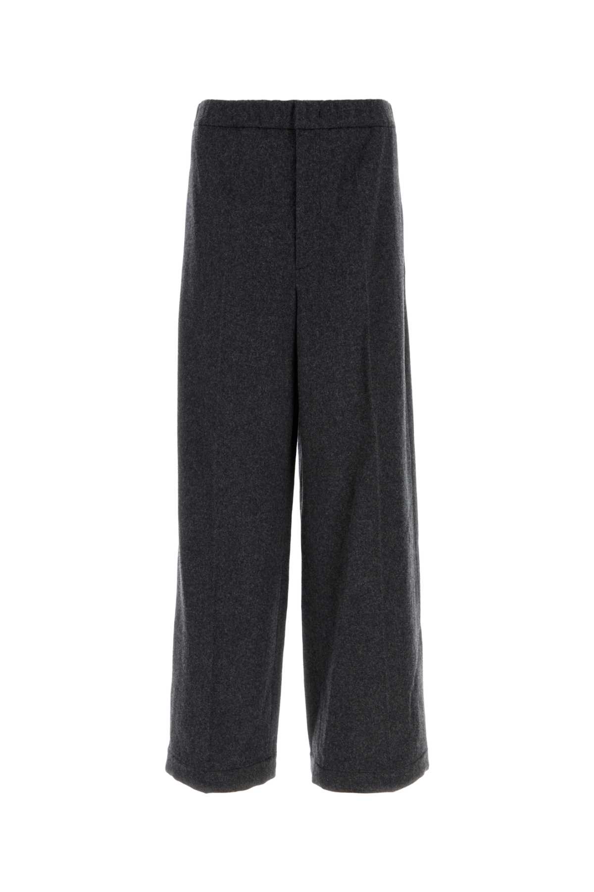 Jil Sander Flannel Pant With Wide Leg And Back Pockets In Black