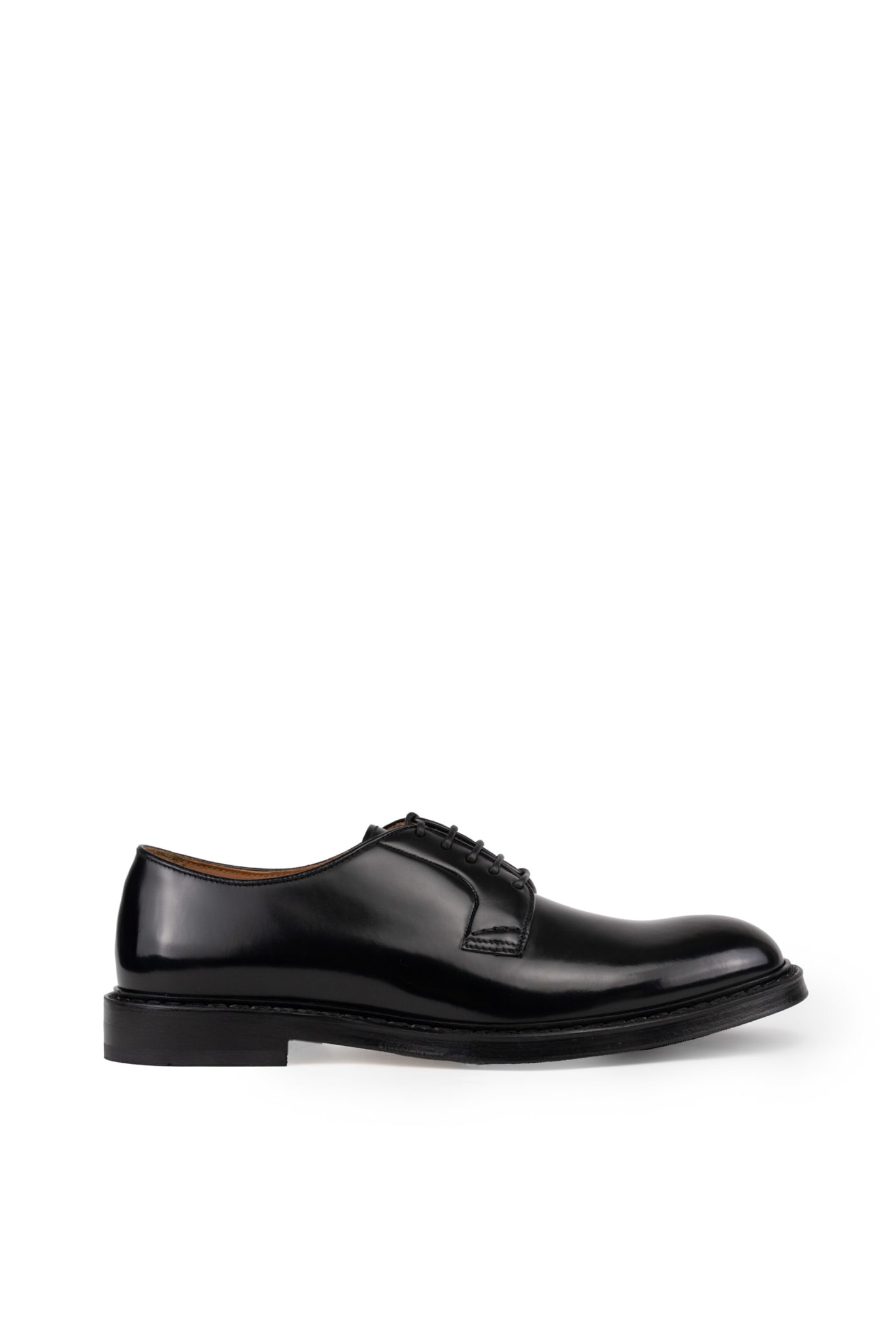 Shop Doucal's Doucals Derby Lace-up In Black Leather In Horse Nero+f.do Nero