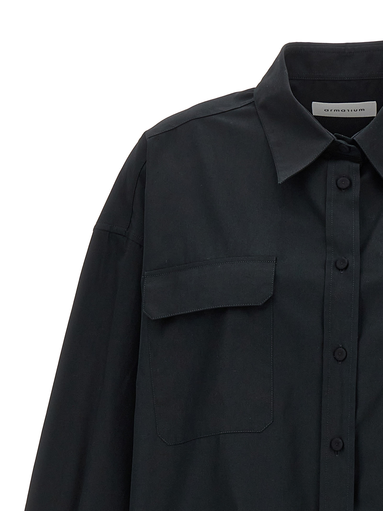 Shop Armarium Leo Pocket Shirt In Black