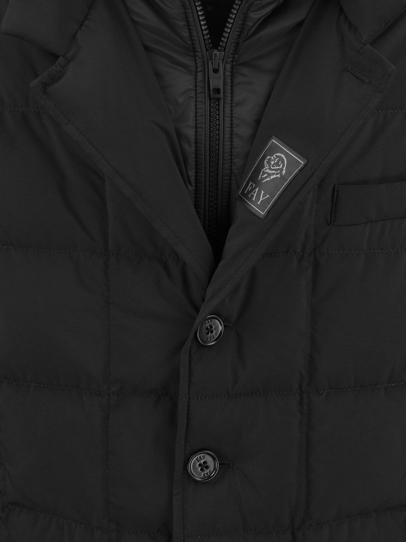 Long Double-fronted Down Jacket In Black