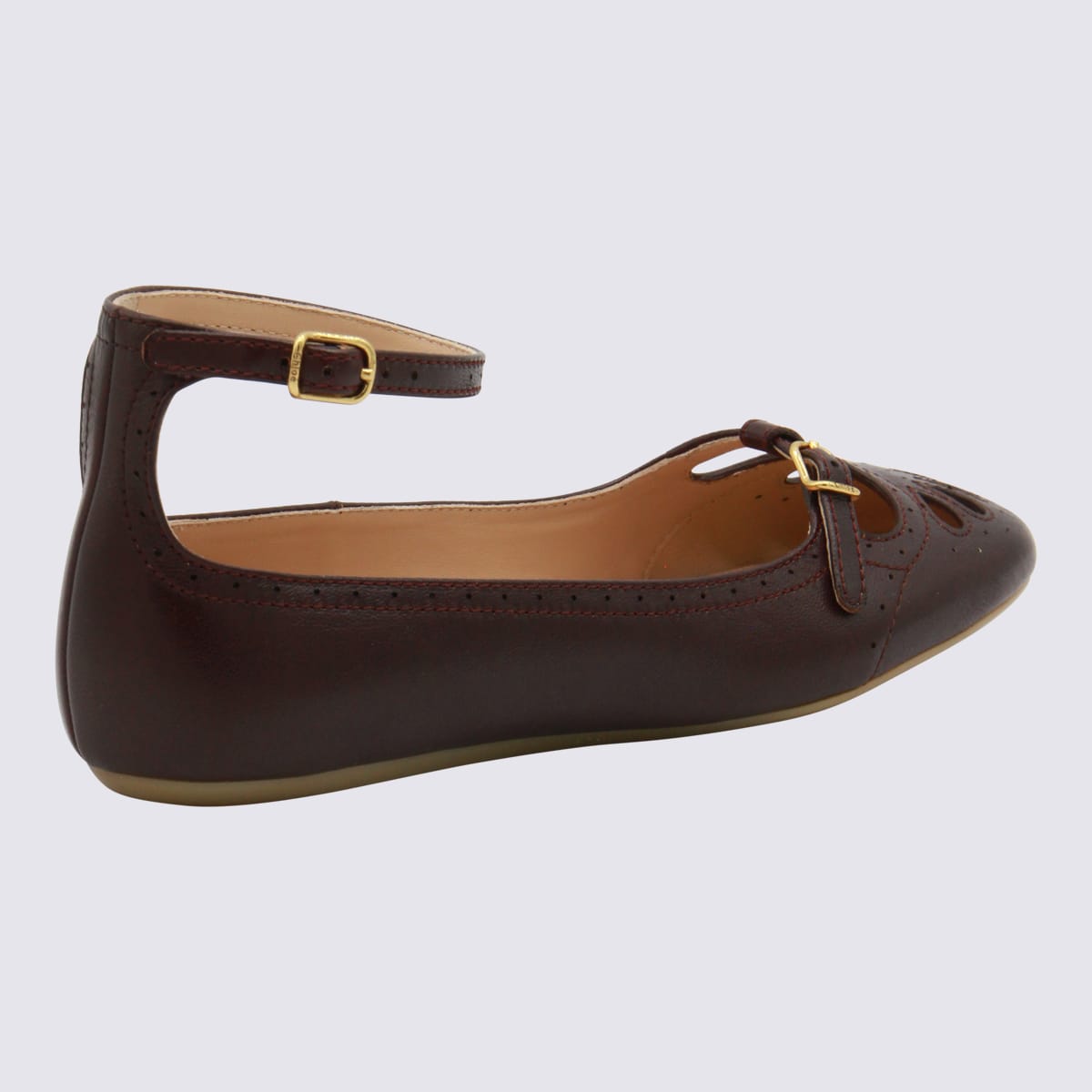 Chloé Chloe Misty Cut-out Leather Ballet Flats In Brown