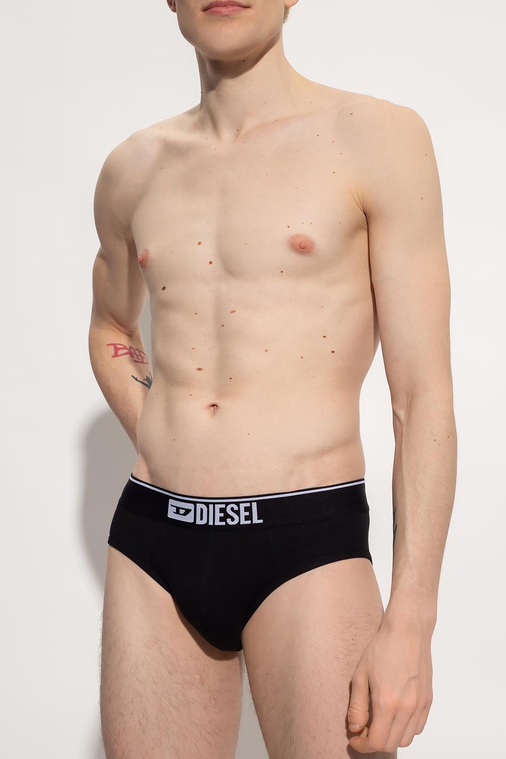 Diesel Three-pack Of Logo-waist Briefs In Black