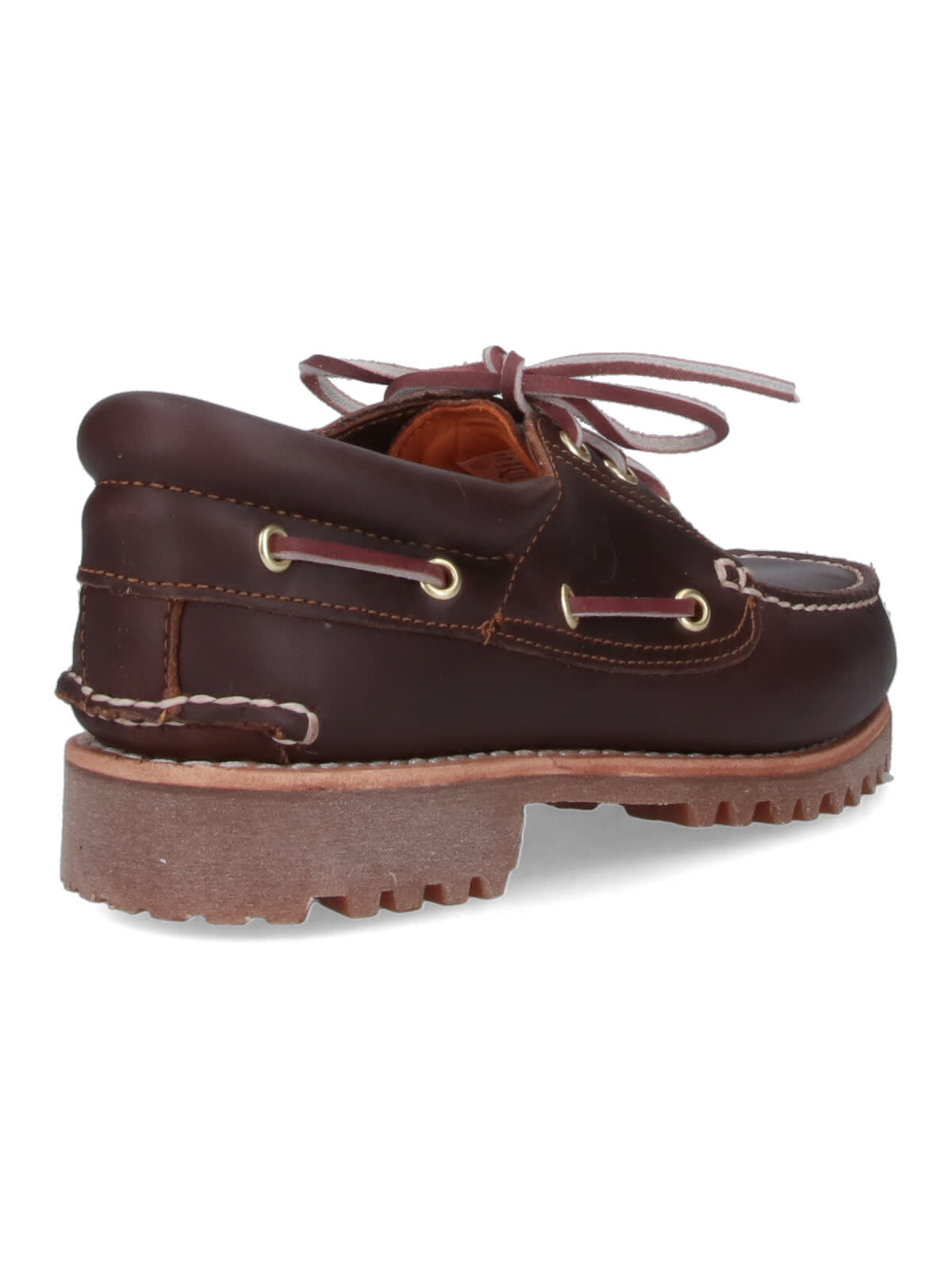 Timberland Brown Loafers With Embossed Logo On The Side And Low Block Heel In Leather Man In Orange