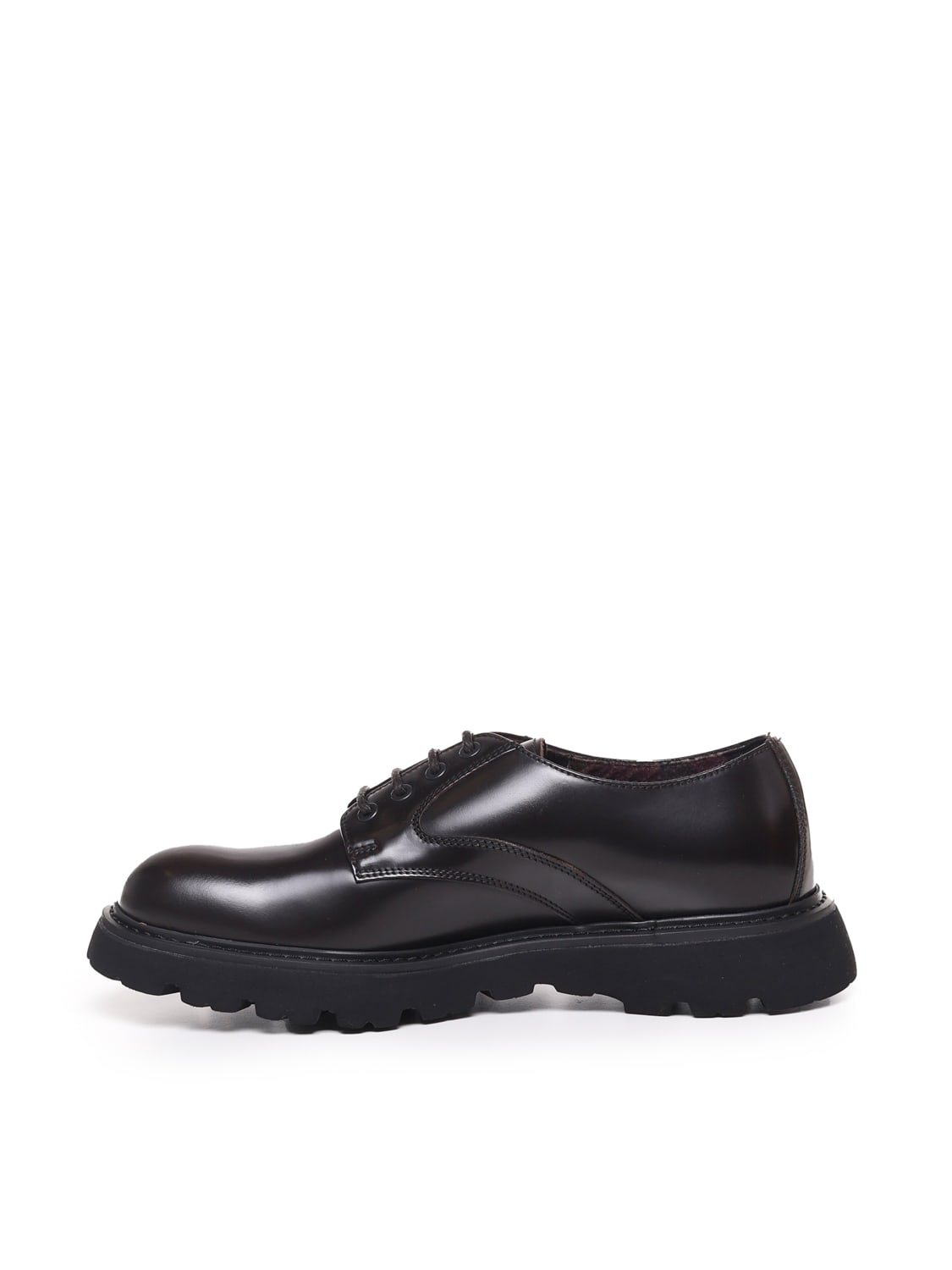 Shop Doucal's Black Leather Lace-up Shoes With Laces In Ebony