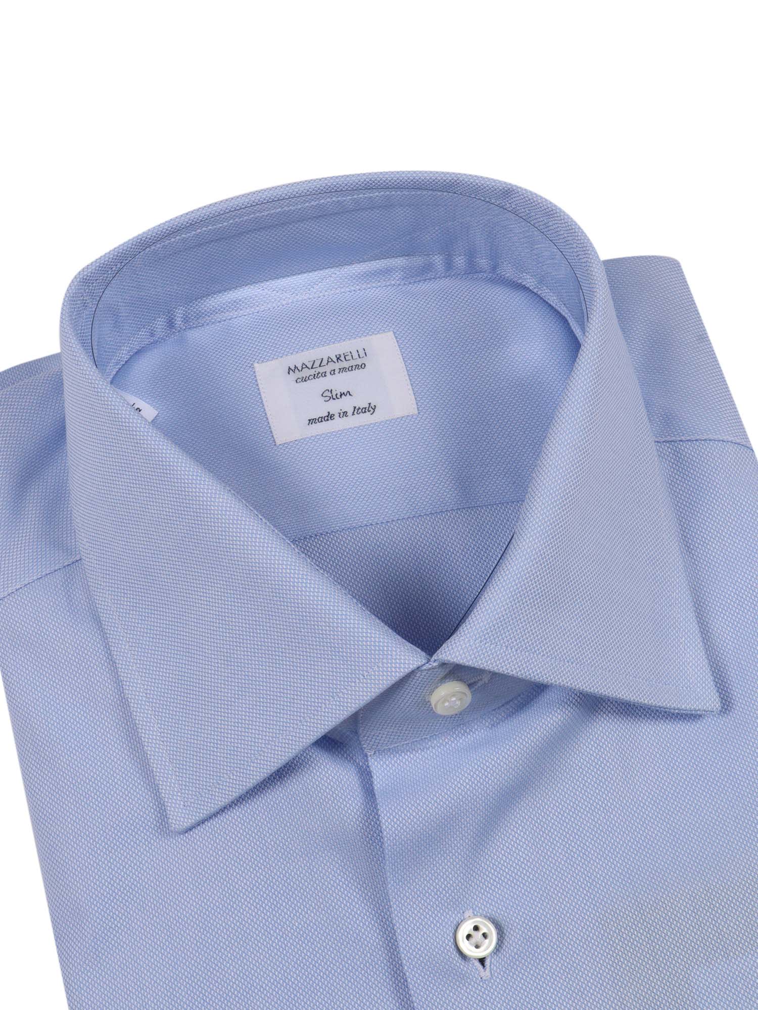 Mazzarelli Royal Oxford Cotton Slim Fit Shirt In Blue
