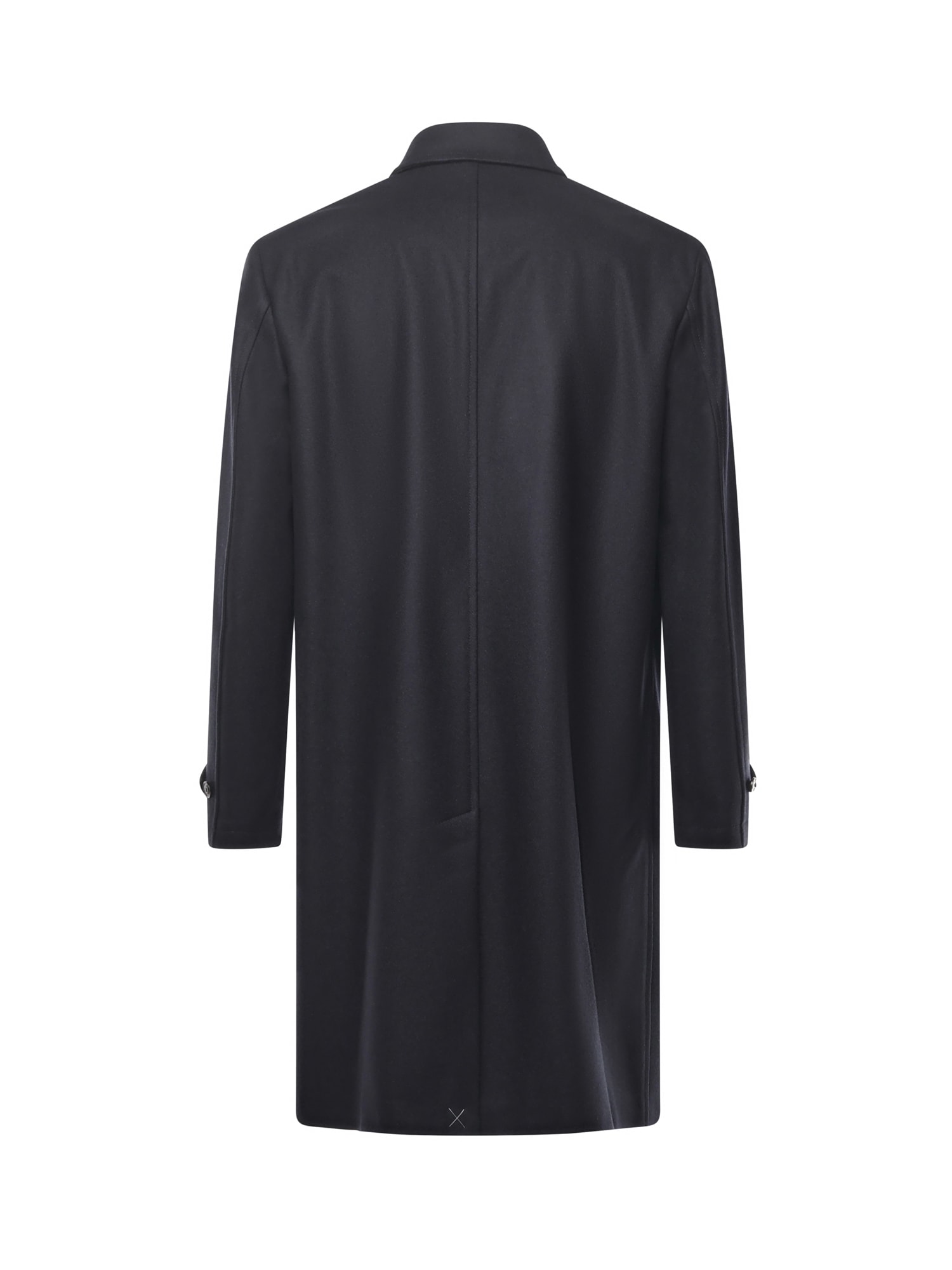 Fay Button-fastening Welt-pocket Coat In Blue