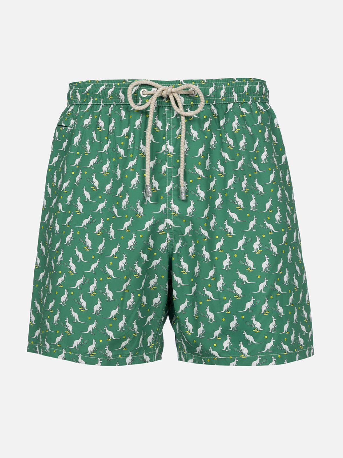 Mc2 Saint Barth Man Lightweight Fabric Swim-shorts Lighting Micro Fantasy With Australian Brand Logo Print Australia In Green