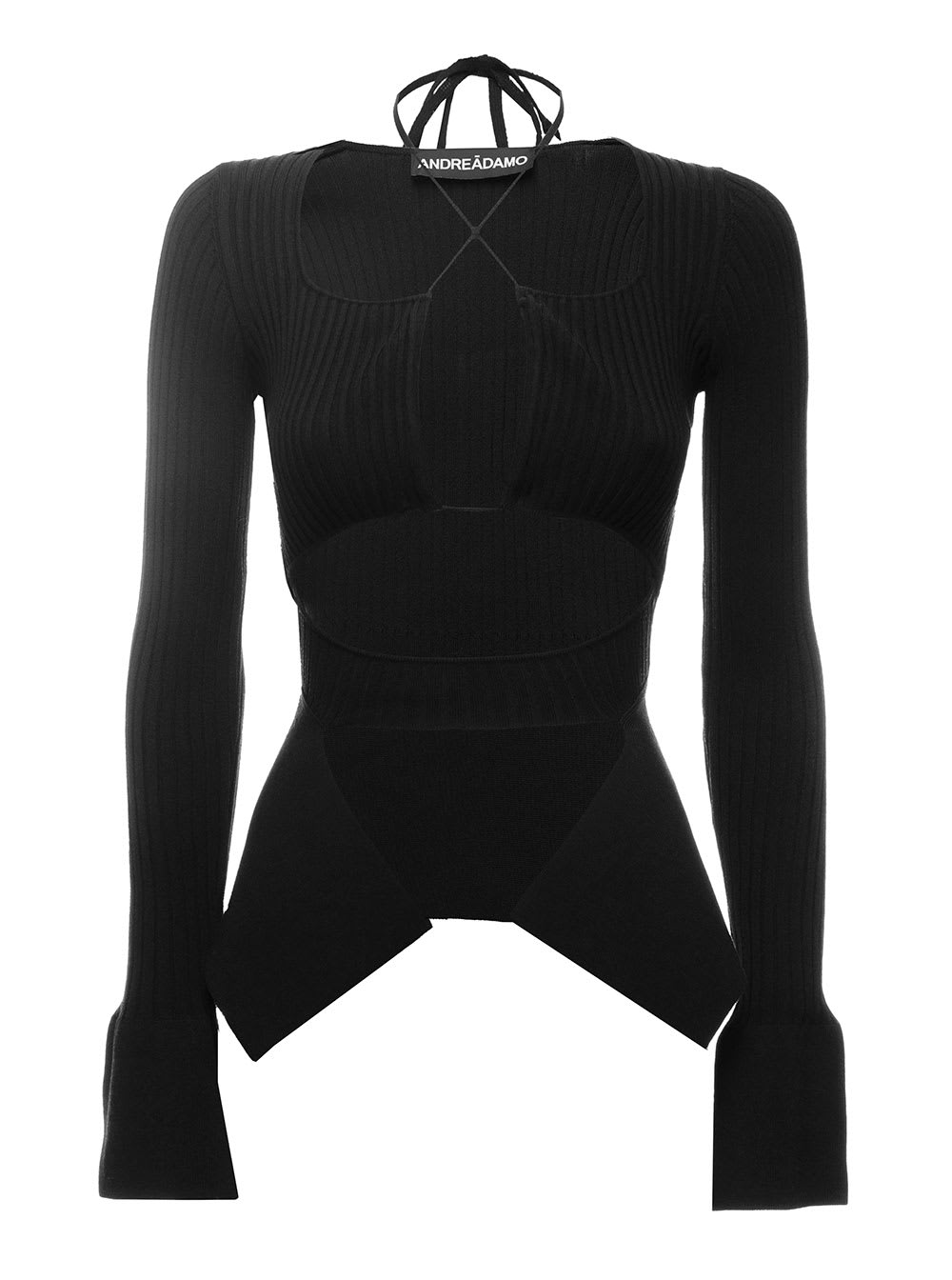 ANDREADAMO Ribbed Knit Cut-out Top With Panels