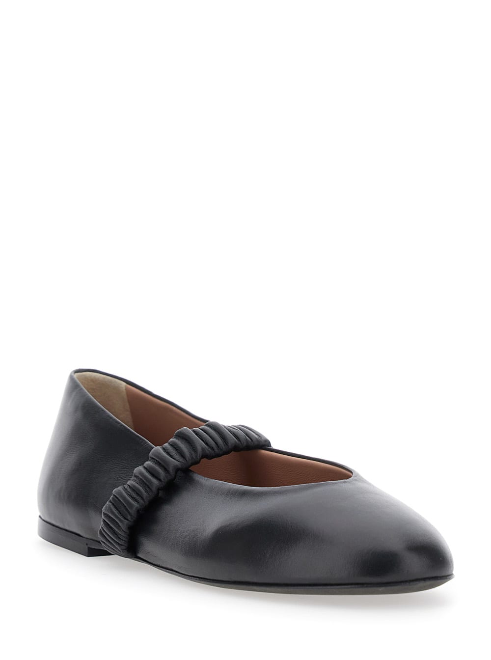 Pollini Pleated-band Ballerina Flats In Black