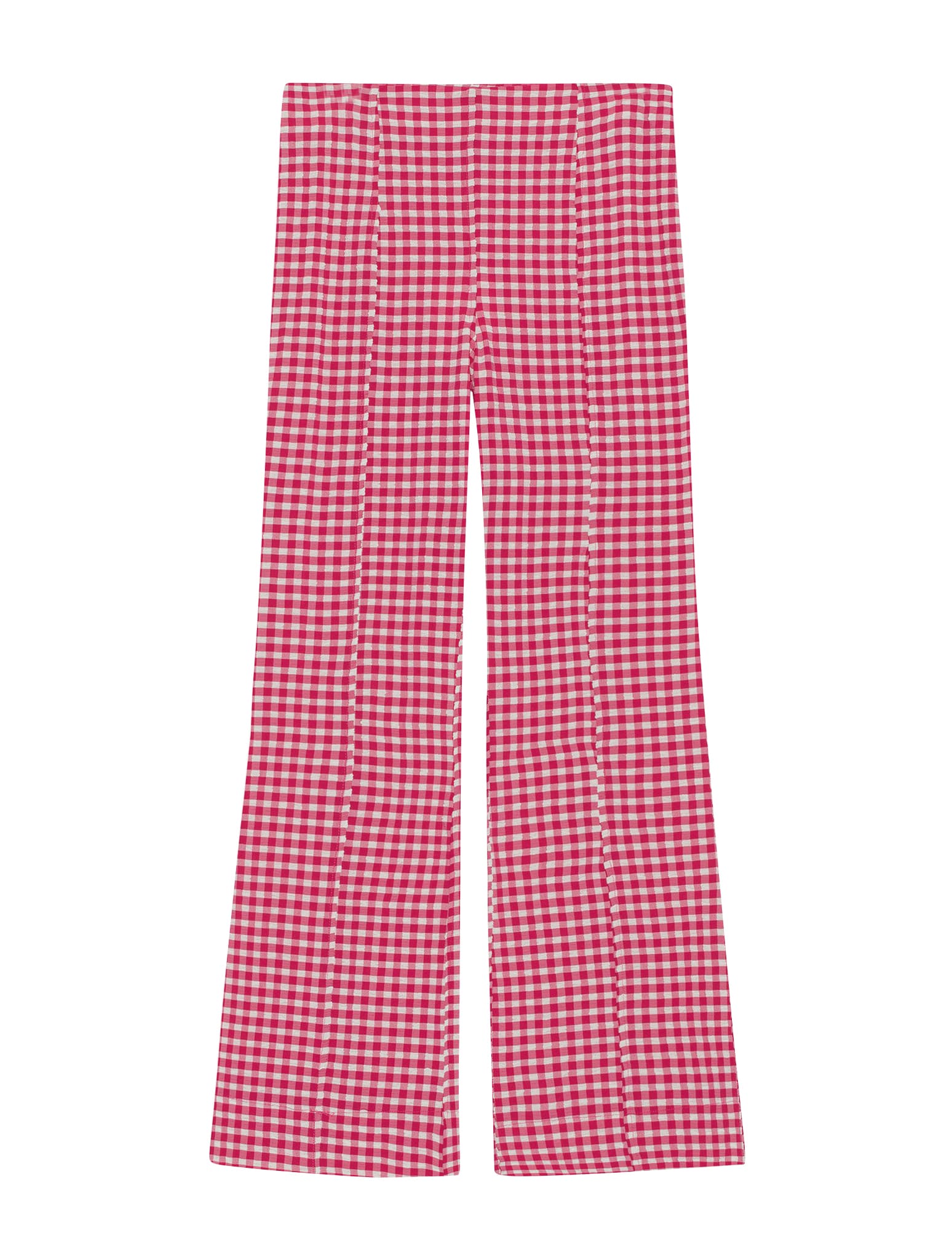 Ganni Stretch Seersucker Cropped Trousers In Love Potion