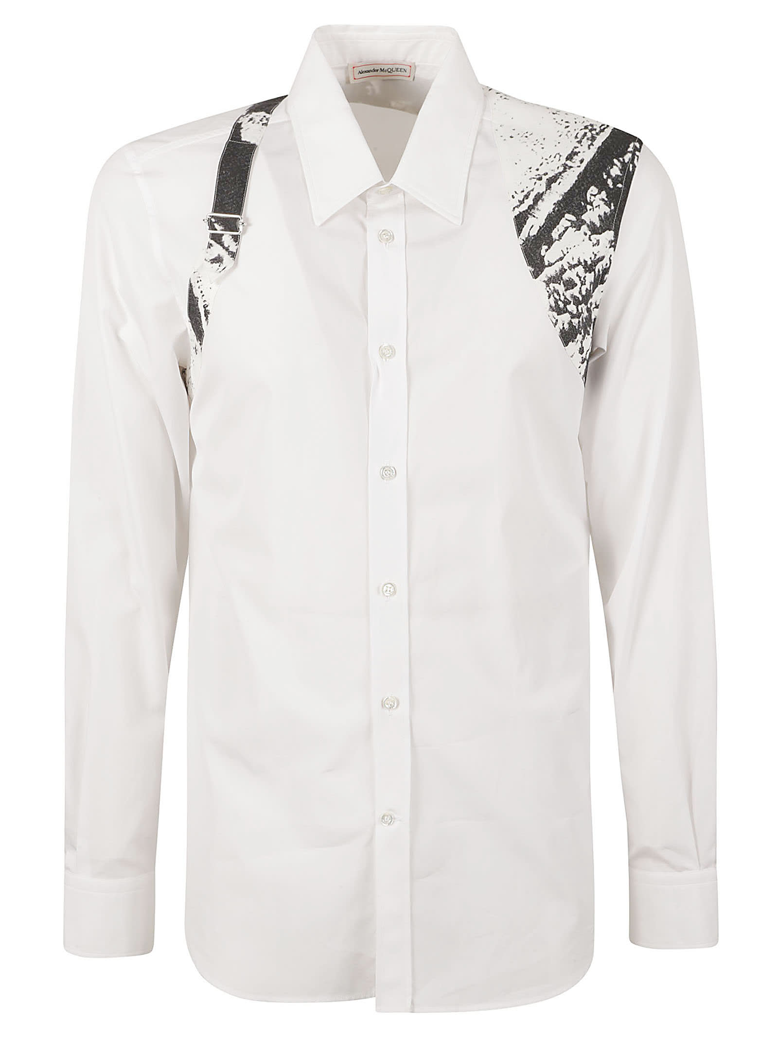 Alexander Mcqueen Printed Harness Shirt In Optical White