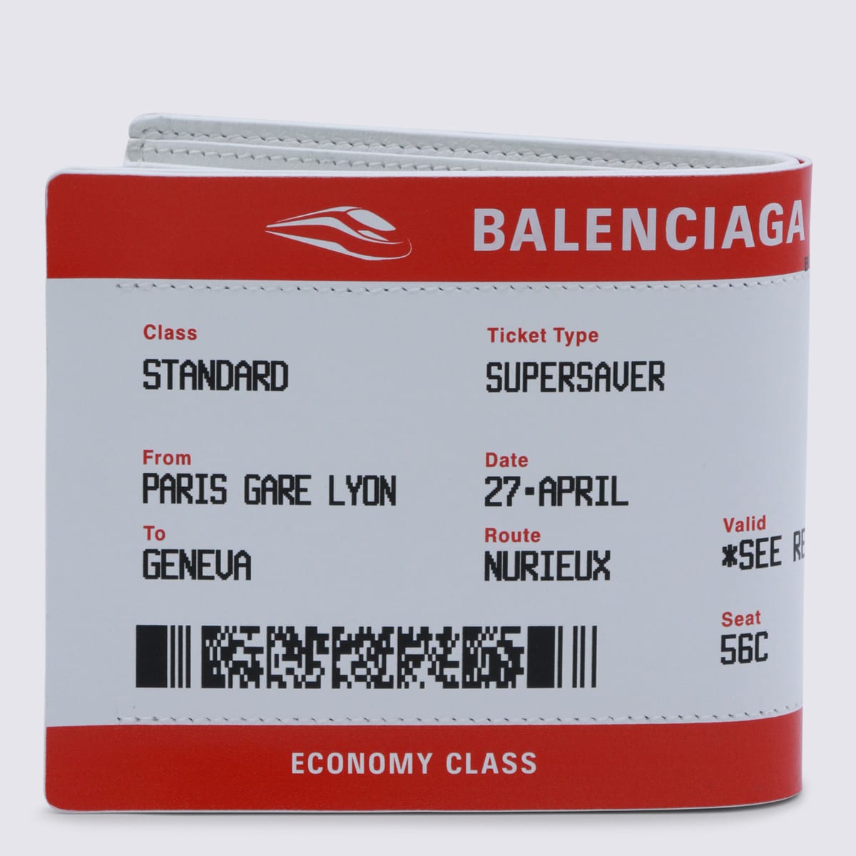 Balenciaga Red And White Leather Wallet In Burgundy