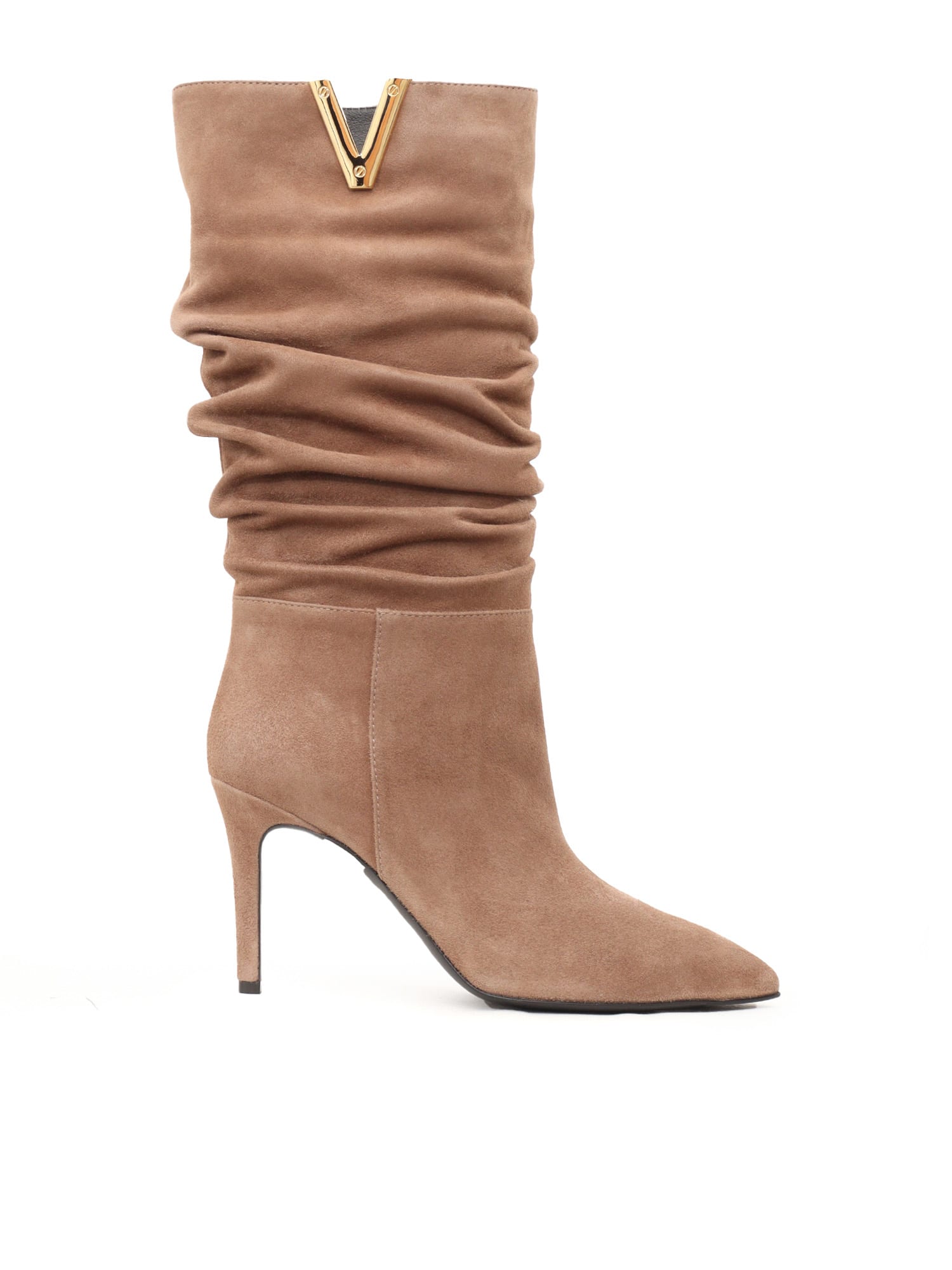 Golden V + Stiletto Heel Boots