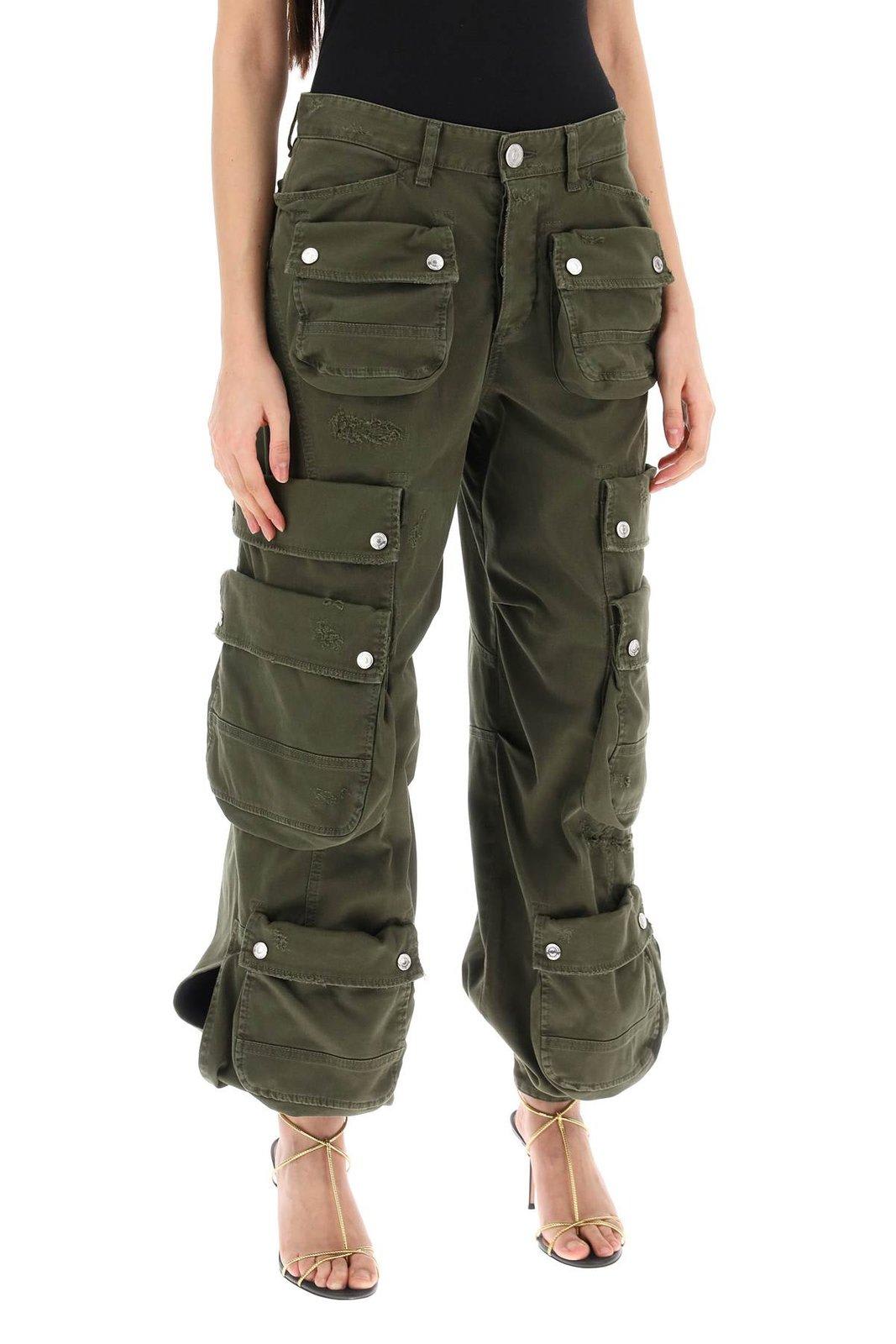 Shop Dsquared2 Pocket Detailed Cargo Pants In Green