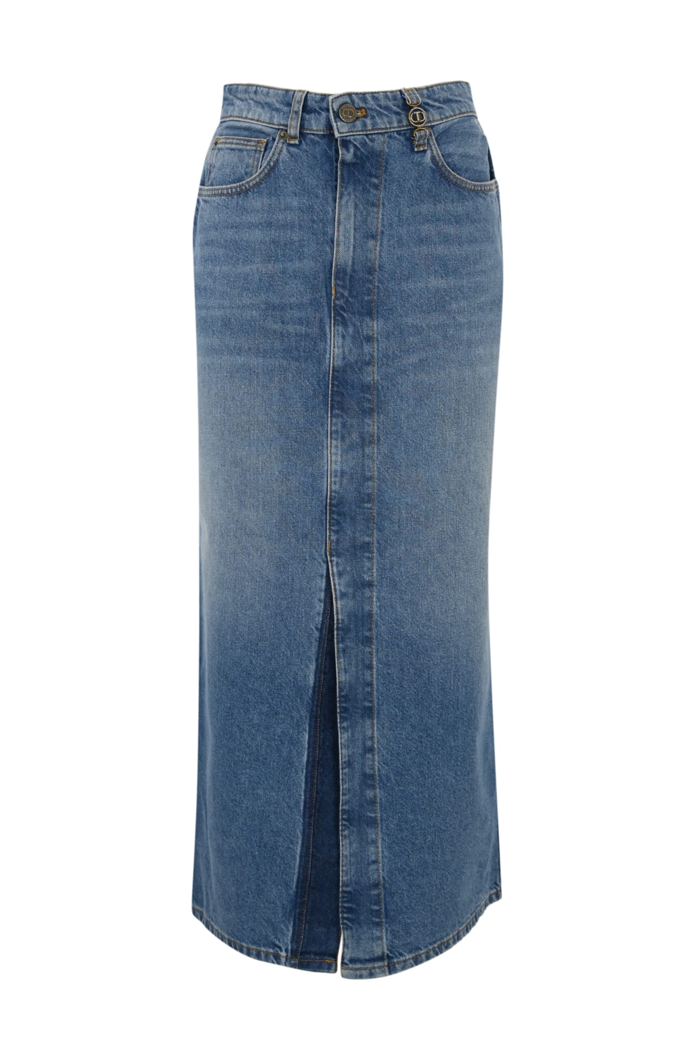 Shop Twinset Denim Midi Skirt