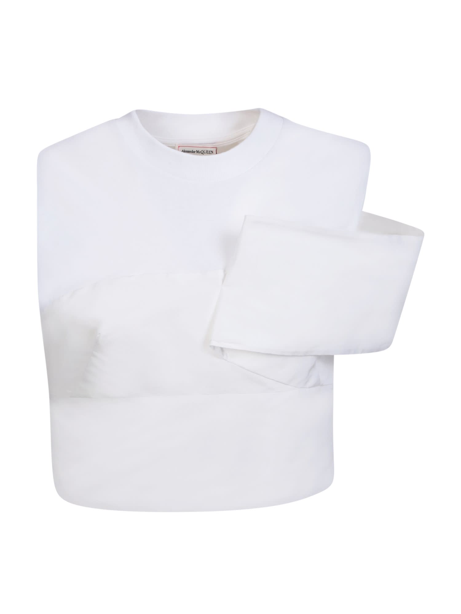 Shop Alexander Mcqueen Cut Out Details White Top