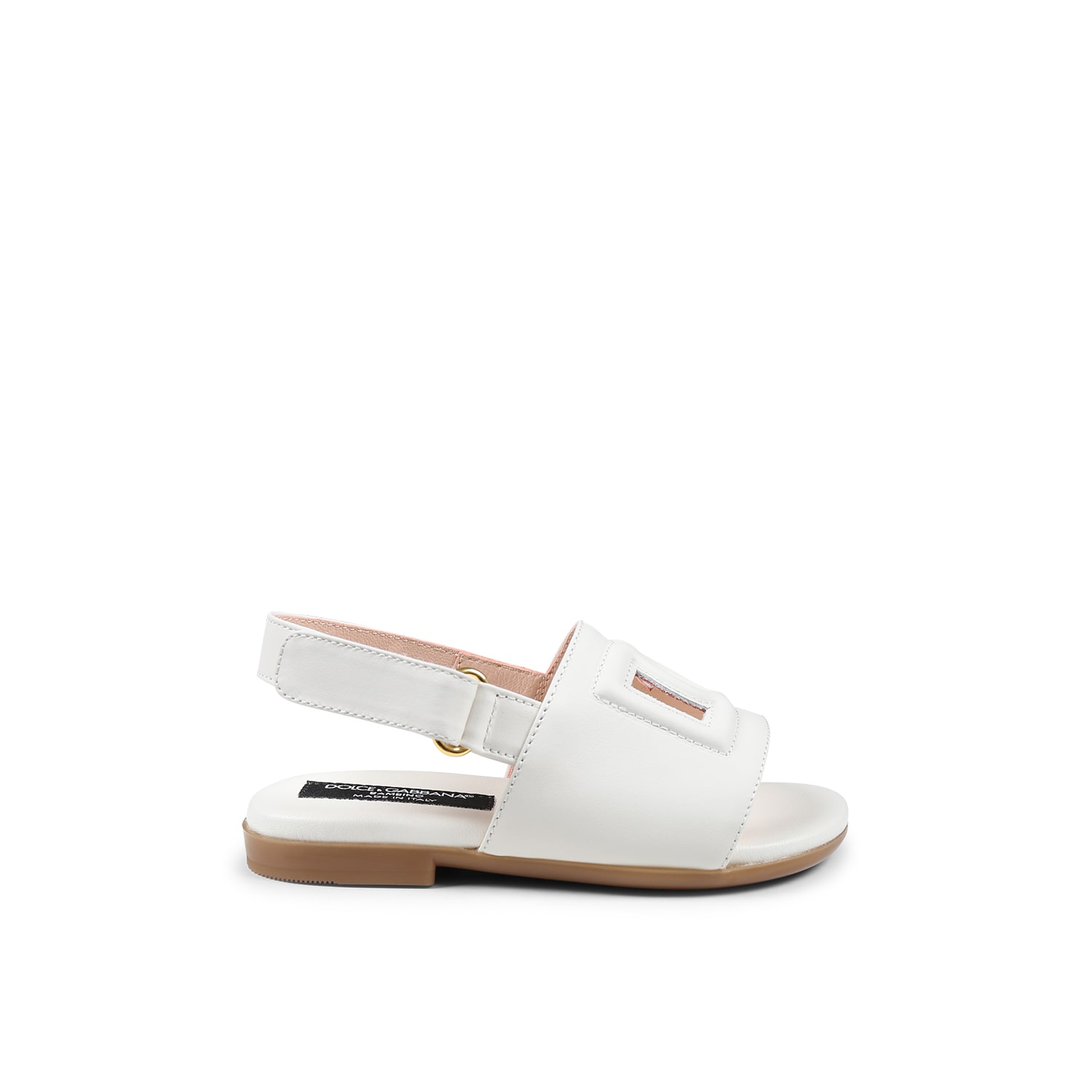 DOLCE & GABBANA WHITE SANDALS FOR GIRL WITH LOGO