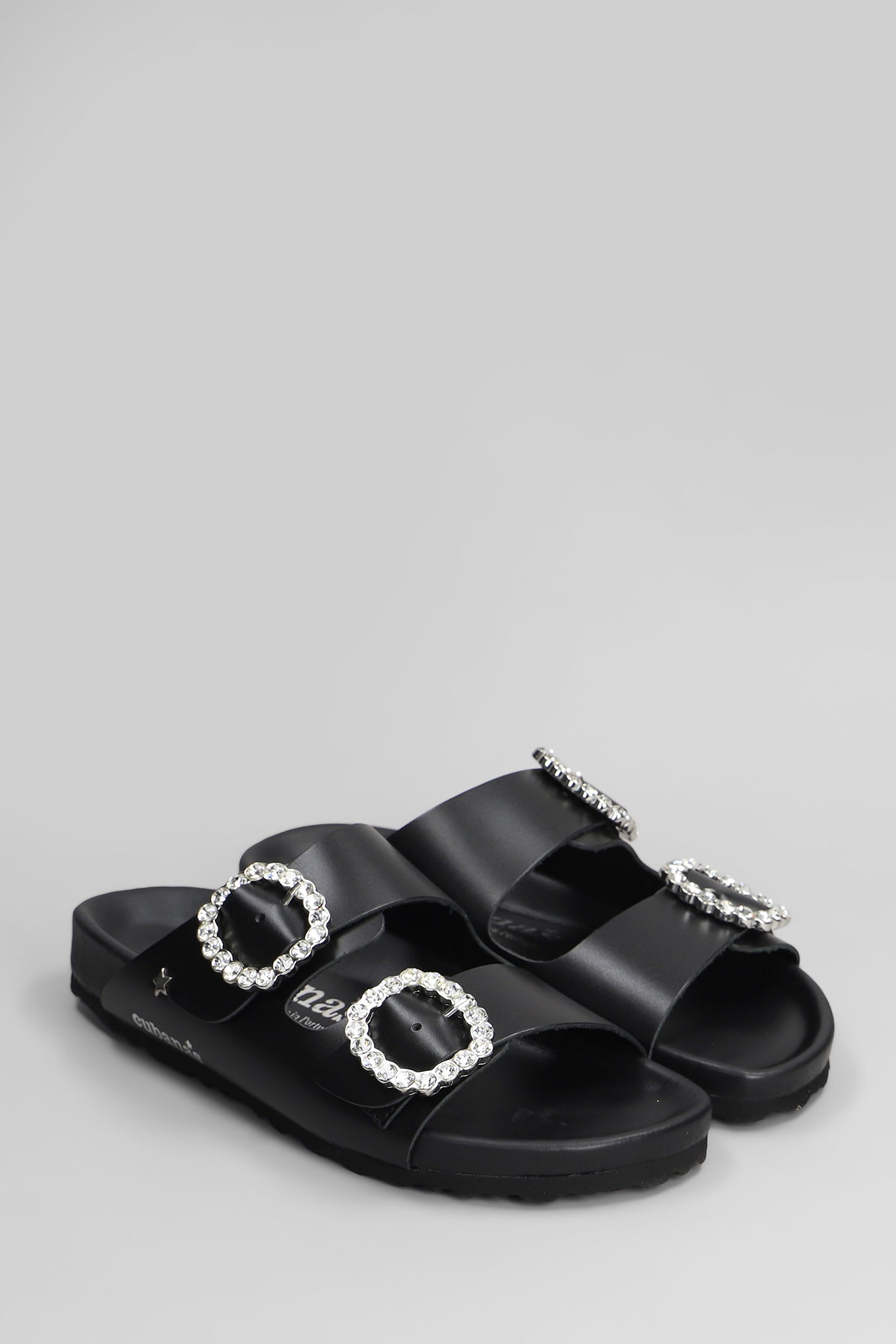 Cubanas Amalia Flats In Black Leather In Black