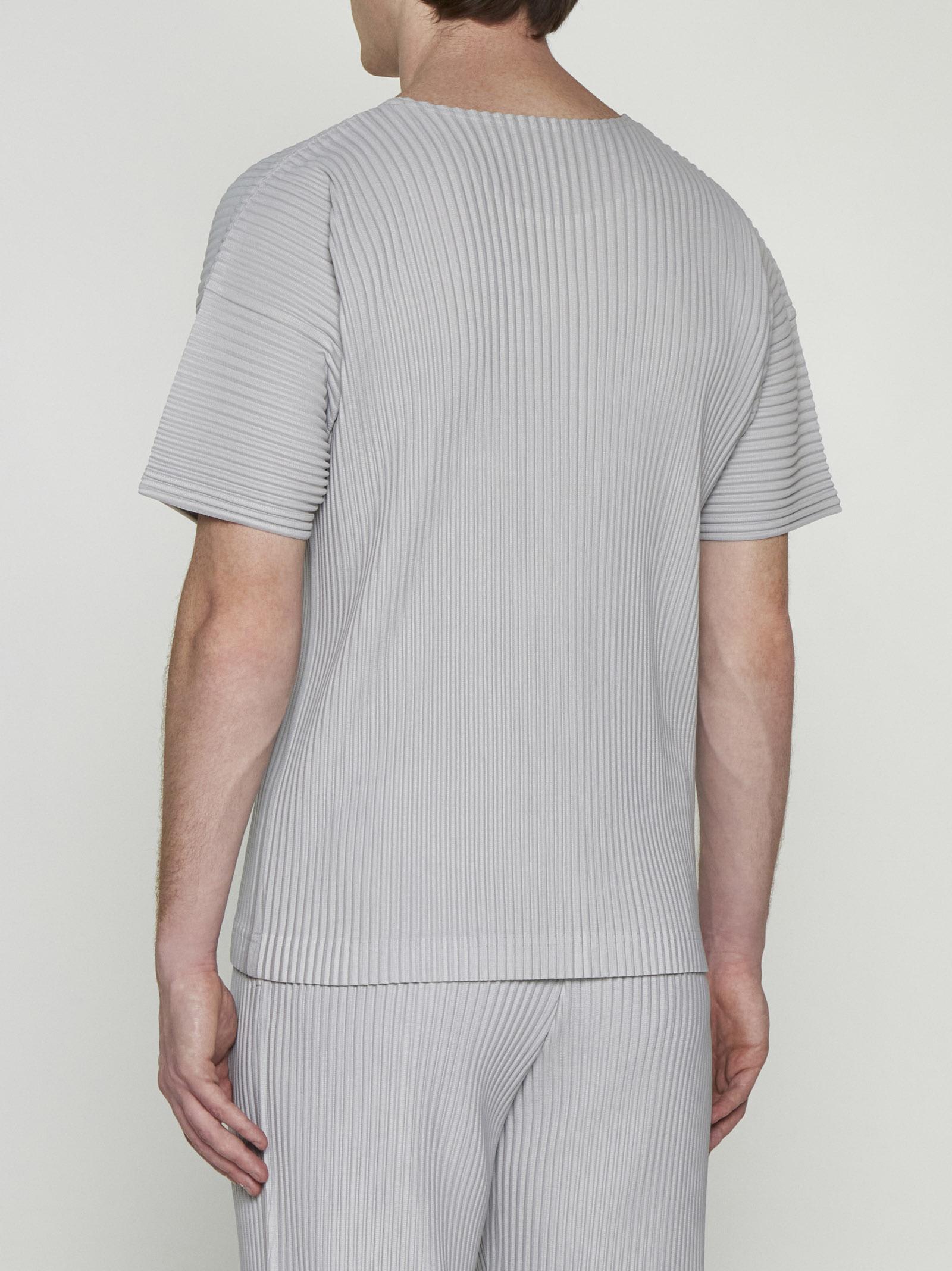 Shop Issey Miyake Pleated Fabric T-shirt In Light Grey