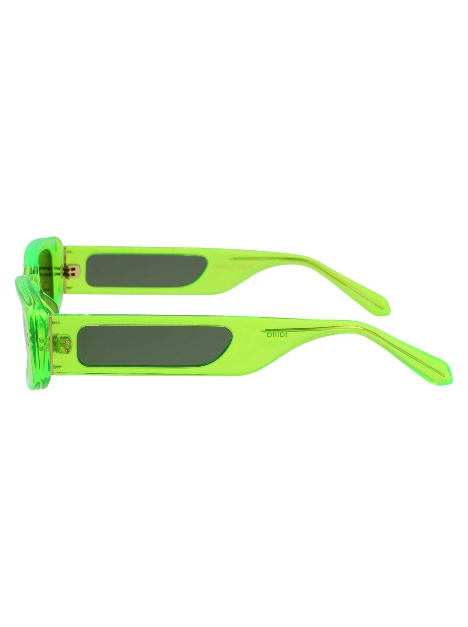 Linda Farrow Neonlime Acetate Sunglasses In Neonlime/lightgold/green