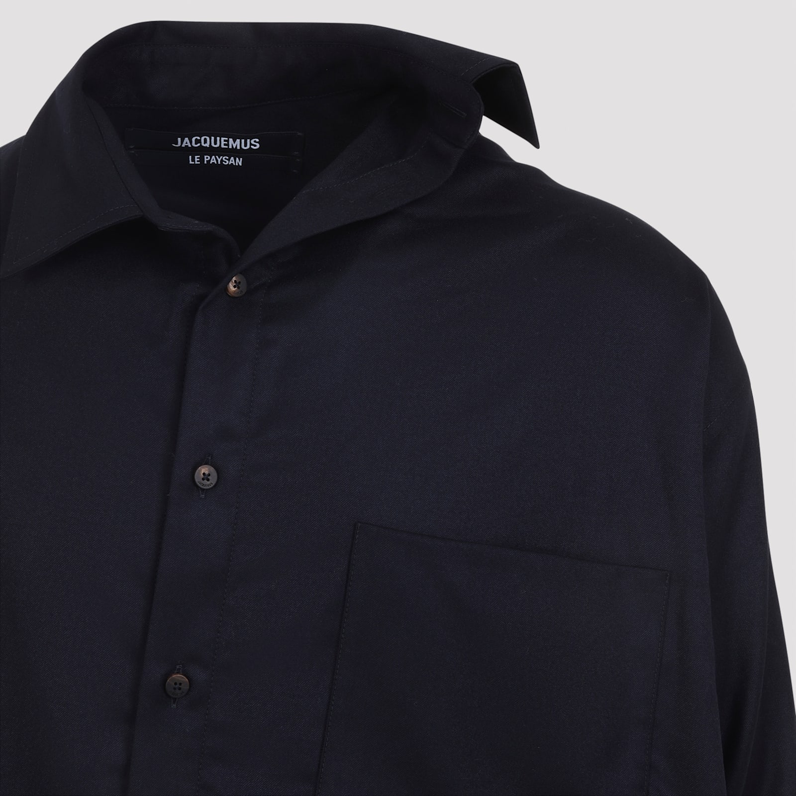 Jacquemus Long Sleeve Checkered Shirt Chest Pocket In Blue