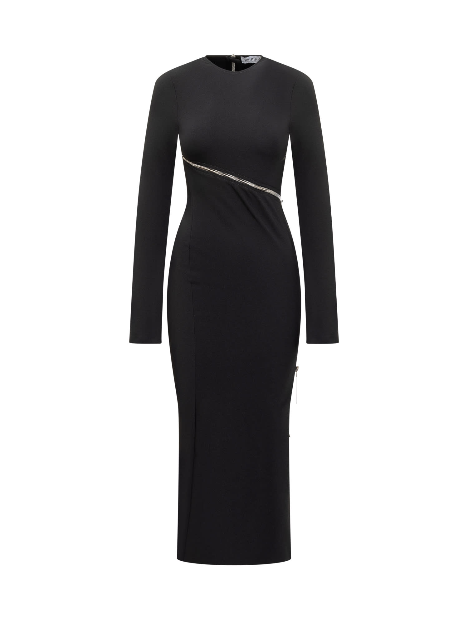 Shop Attico Dress With Zip Closure In Black