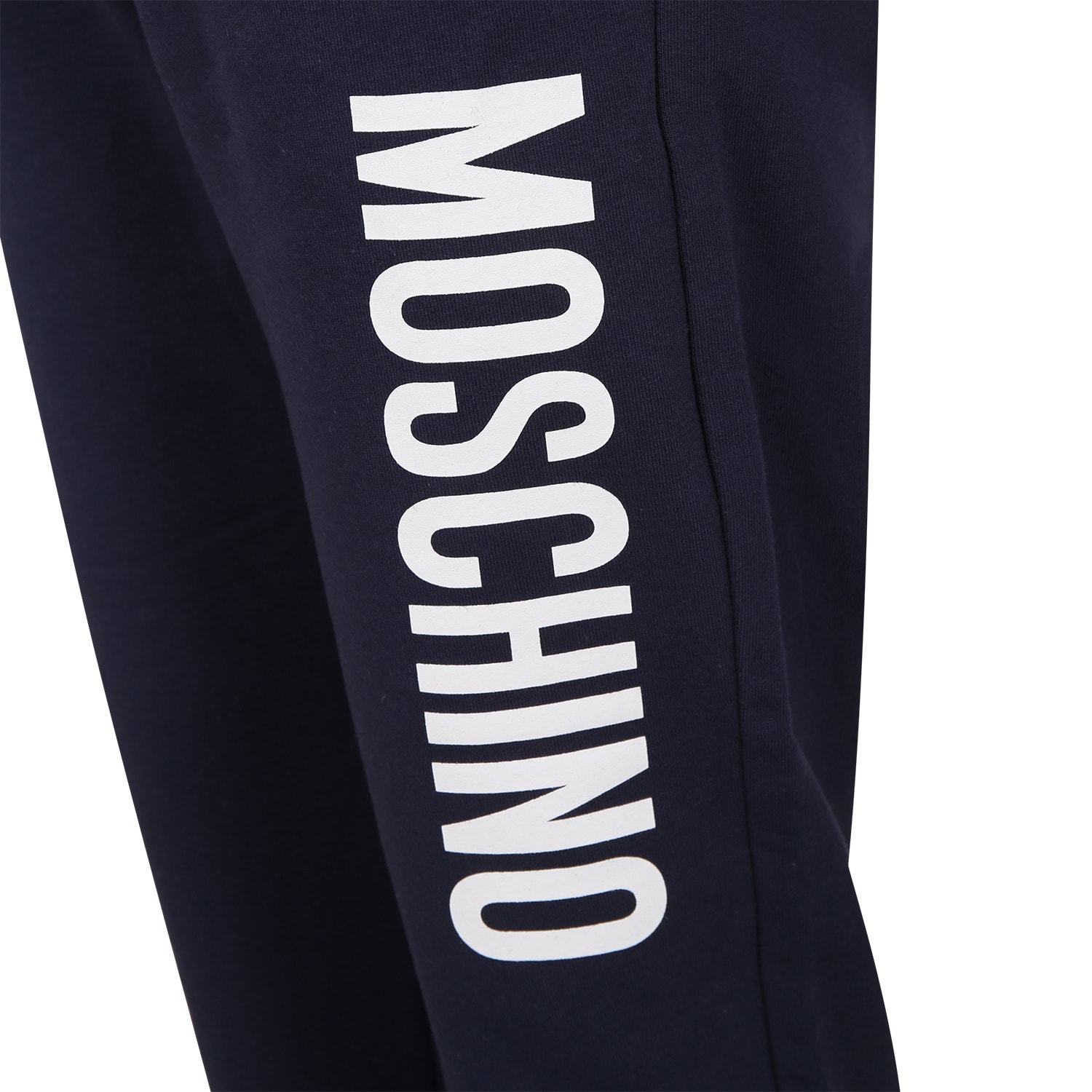 Shop Moschino Blue Trousers For Girl With Logo In Blu Navy