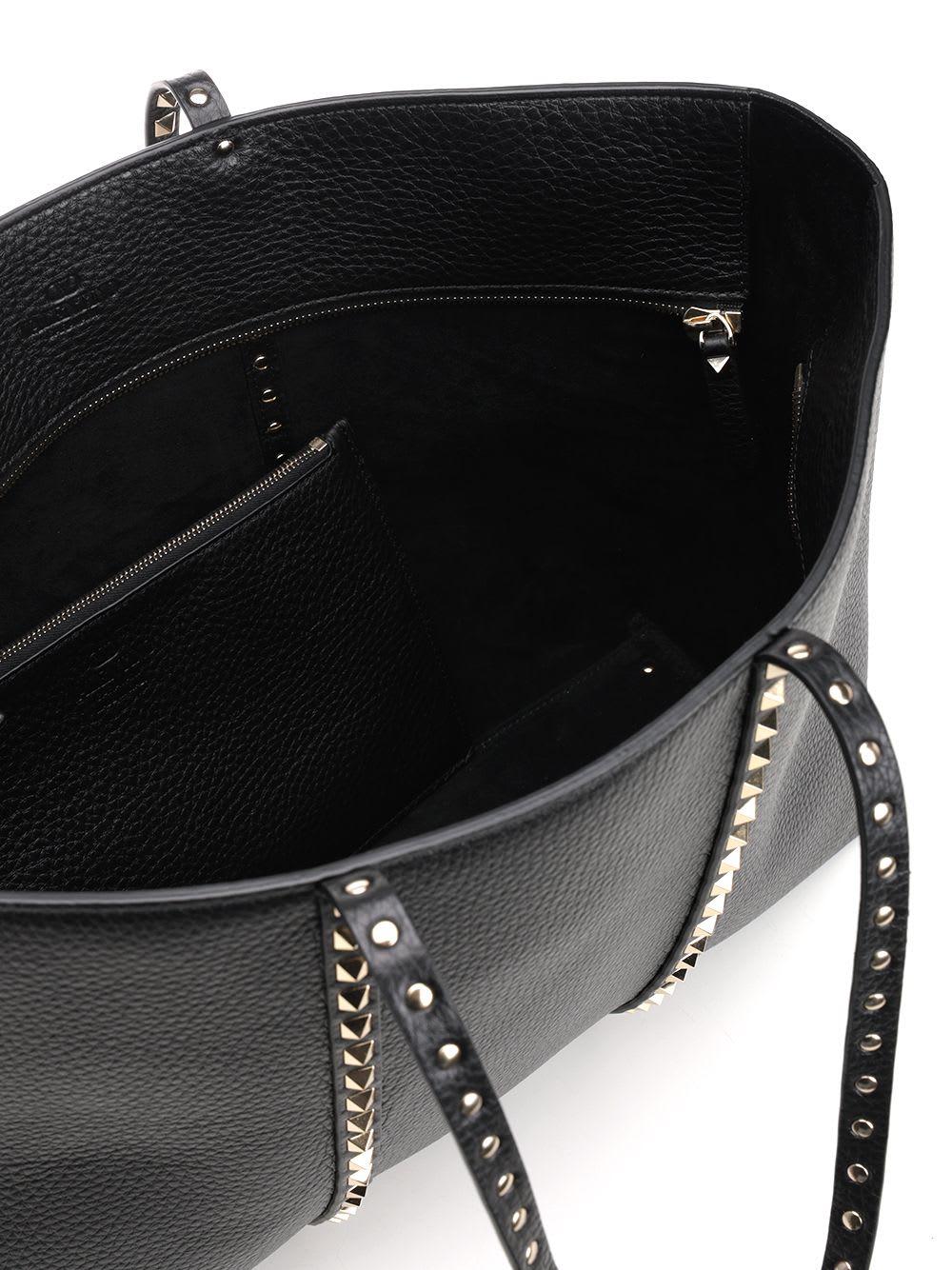 Valentino Rockstud Medium Shopping Bag In Black