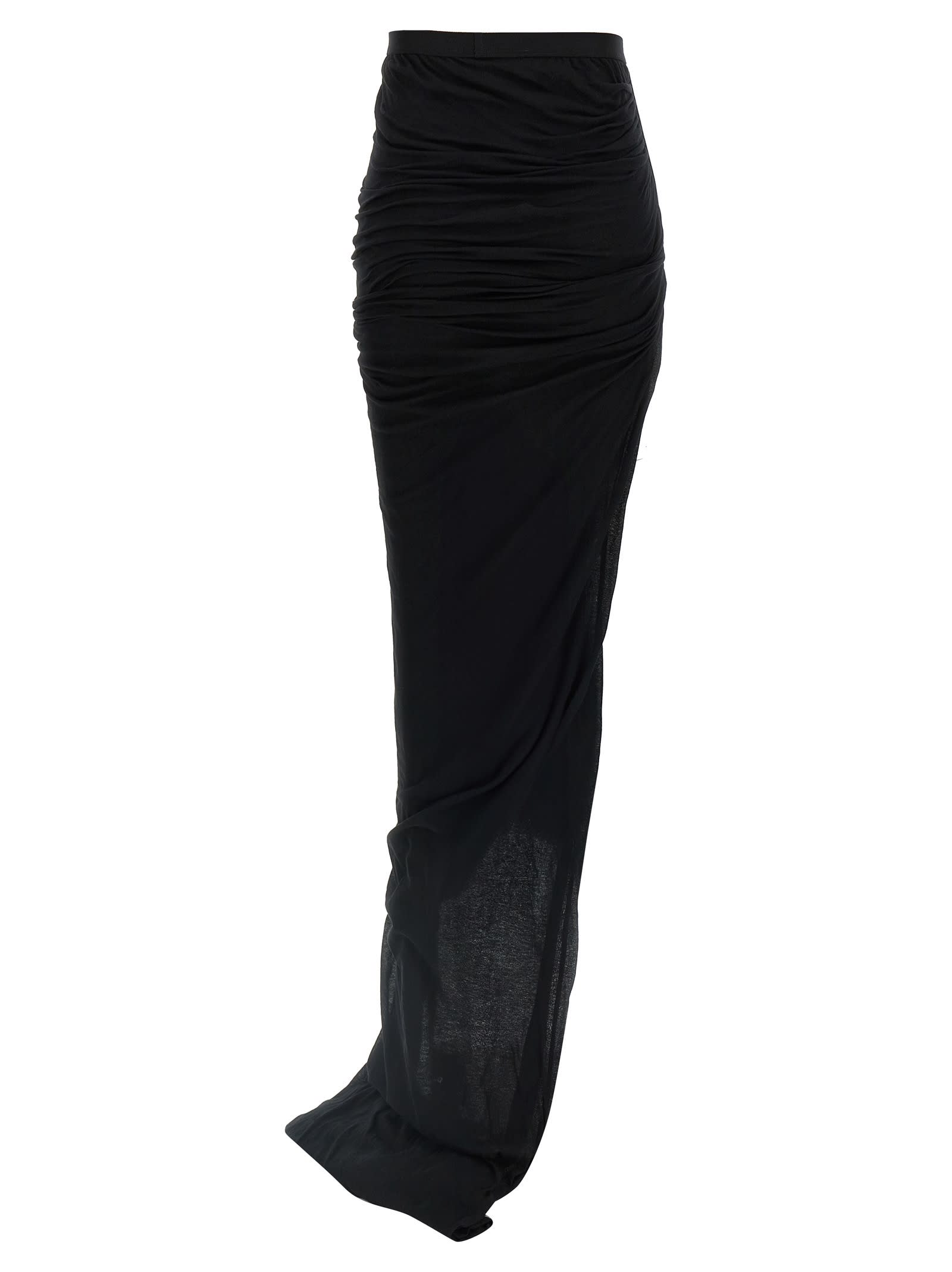スカート Rick Owens Edfu' Black Skirt With Elastic Waist Rick Owens DRKSHDW Edfu elastic-waistband Maxi Skirt | Black