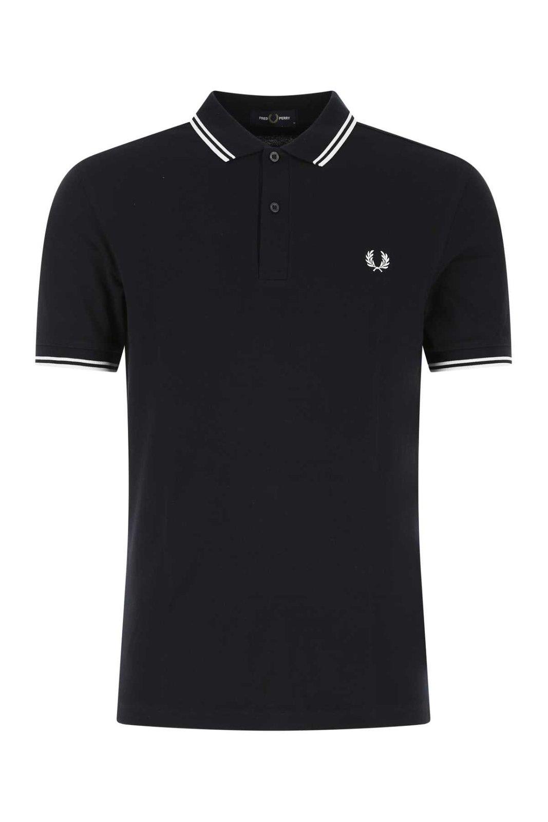 Stripe Detailed Logo Embroidered Polo Shirt