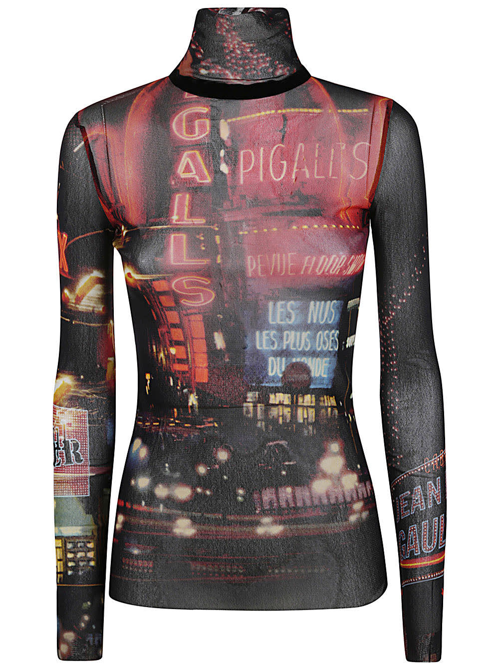 Shop Jean Paul Gaultier Mesh Top Longsleeve Printed Pigalle In Black Red Orange Blue