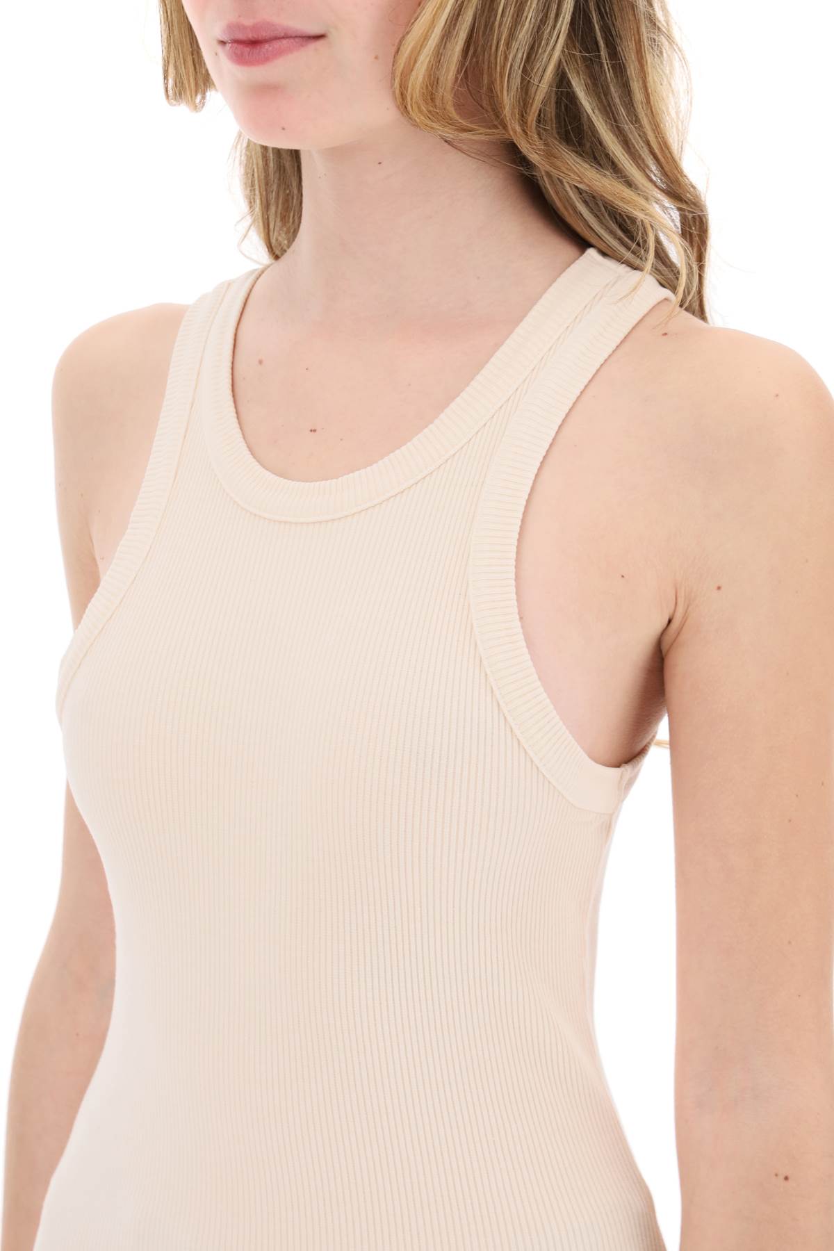 Shop Agolde Ribbed Sleeveless Top B In Bath Salt