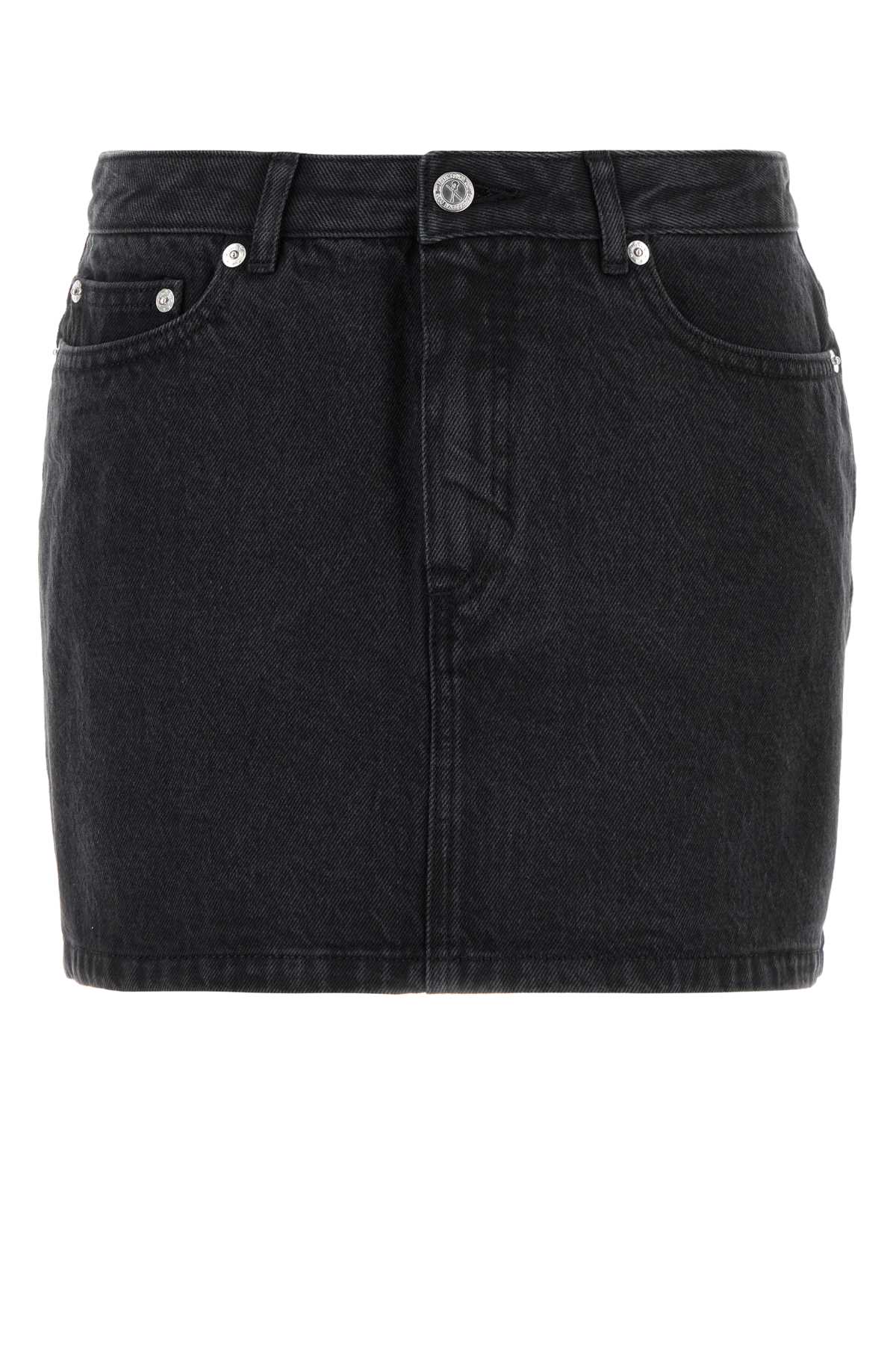 Apc Short Denim Skirt With Pockets And Loops In Black