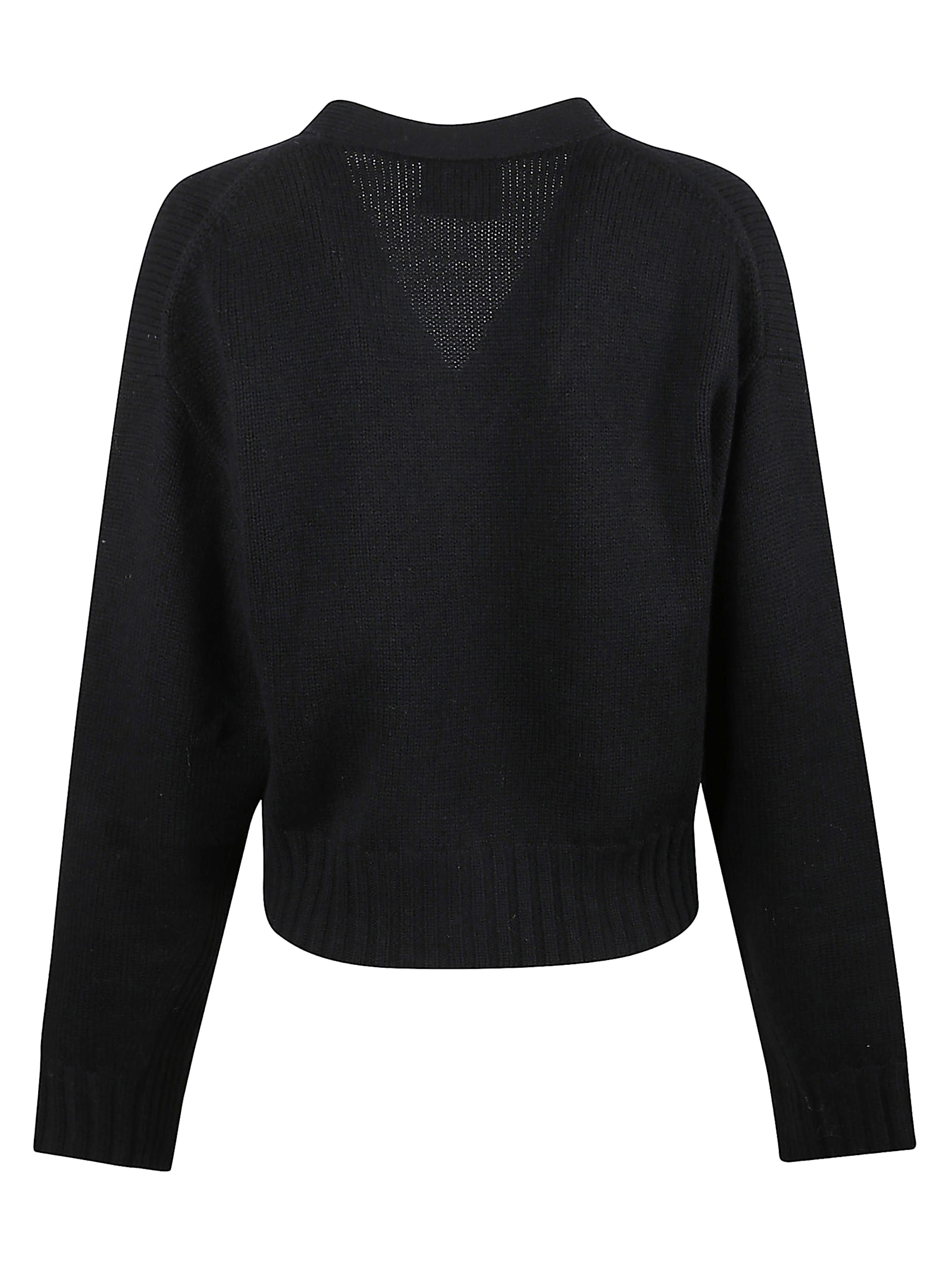 Allude Wool And Cashmere V-cardigan In Black