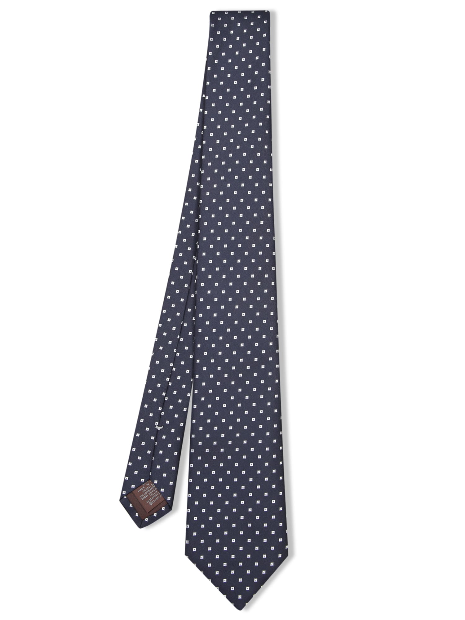 Blue Silk Tie With Geometric Pattern